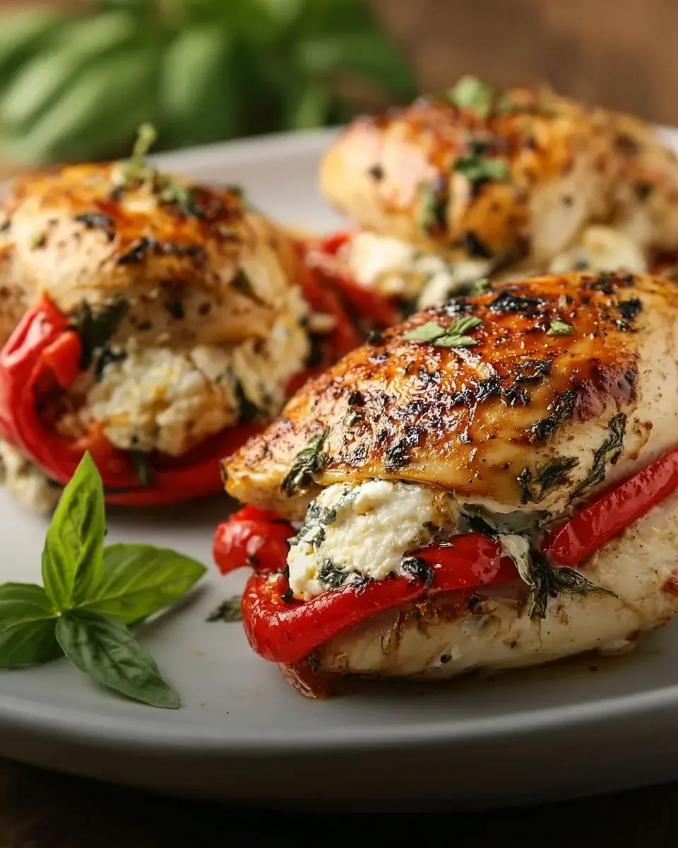 Roasted Red Pepper and Goat Cheese Stuffed Chicken Delightfully Simple Recipe!