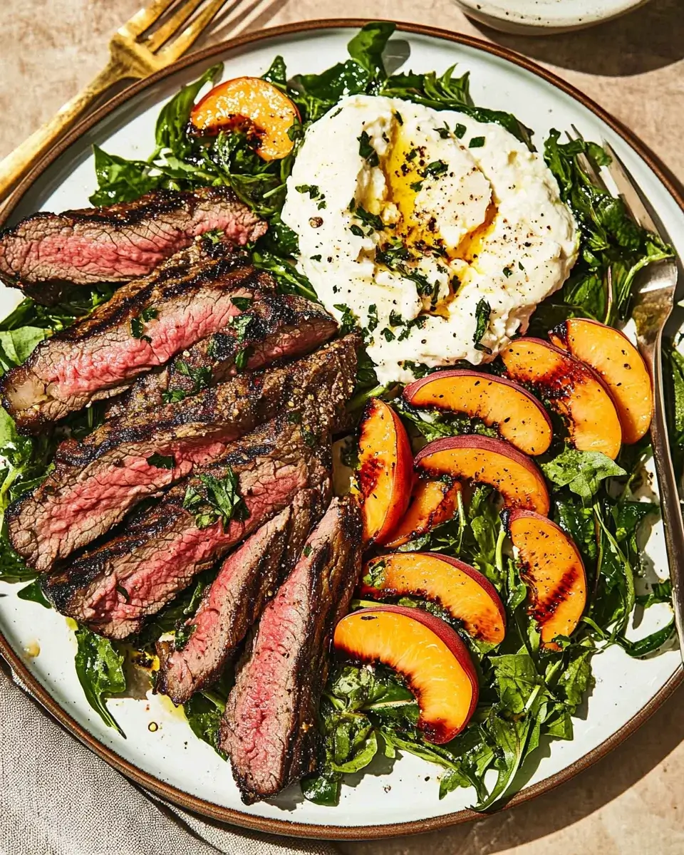 Grilled Skirt Steak with Fresh Peaches and Burrata Awaits!