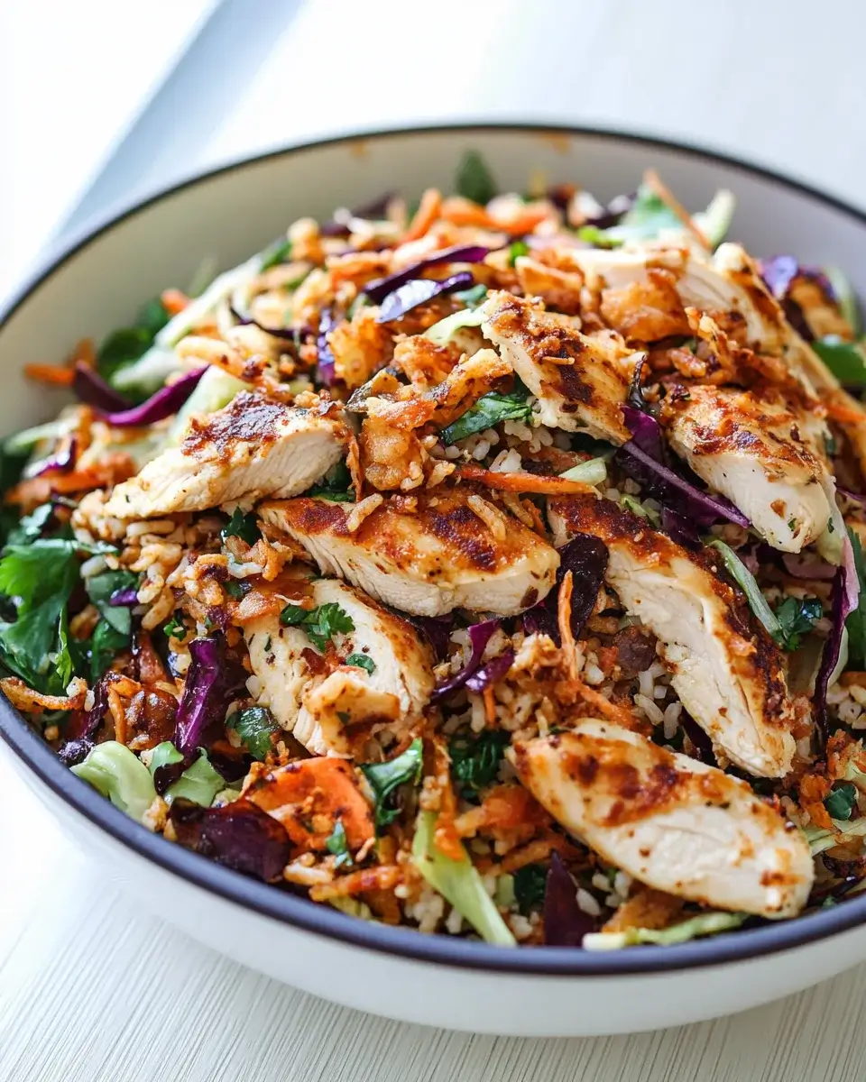 Southern-Style Chicken and Crispy Rice Salad delights with bold flavors!
