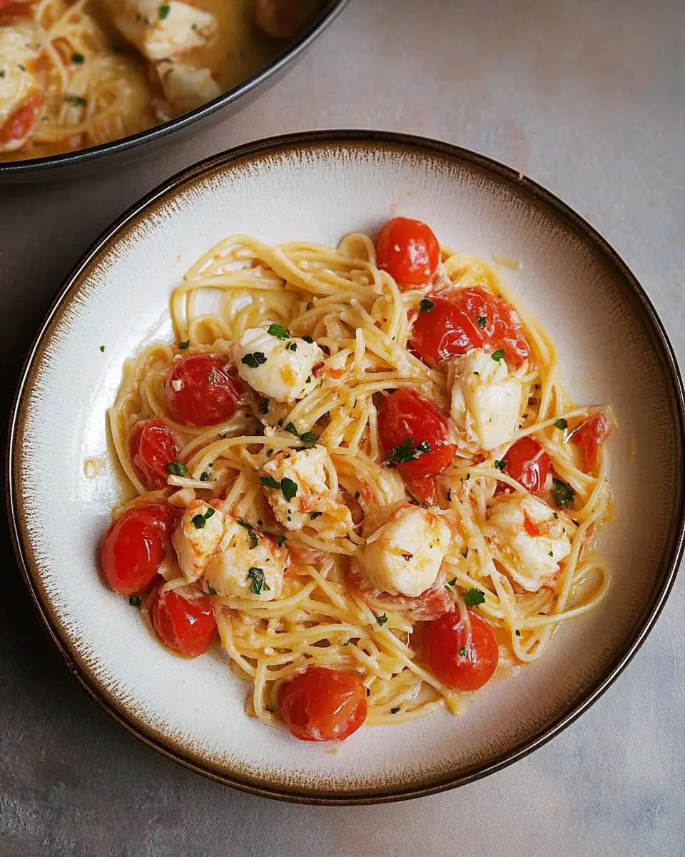 Buttered Lobster Pasta with Cherry Tomatoes is Delicious!