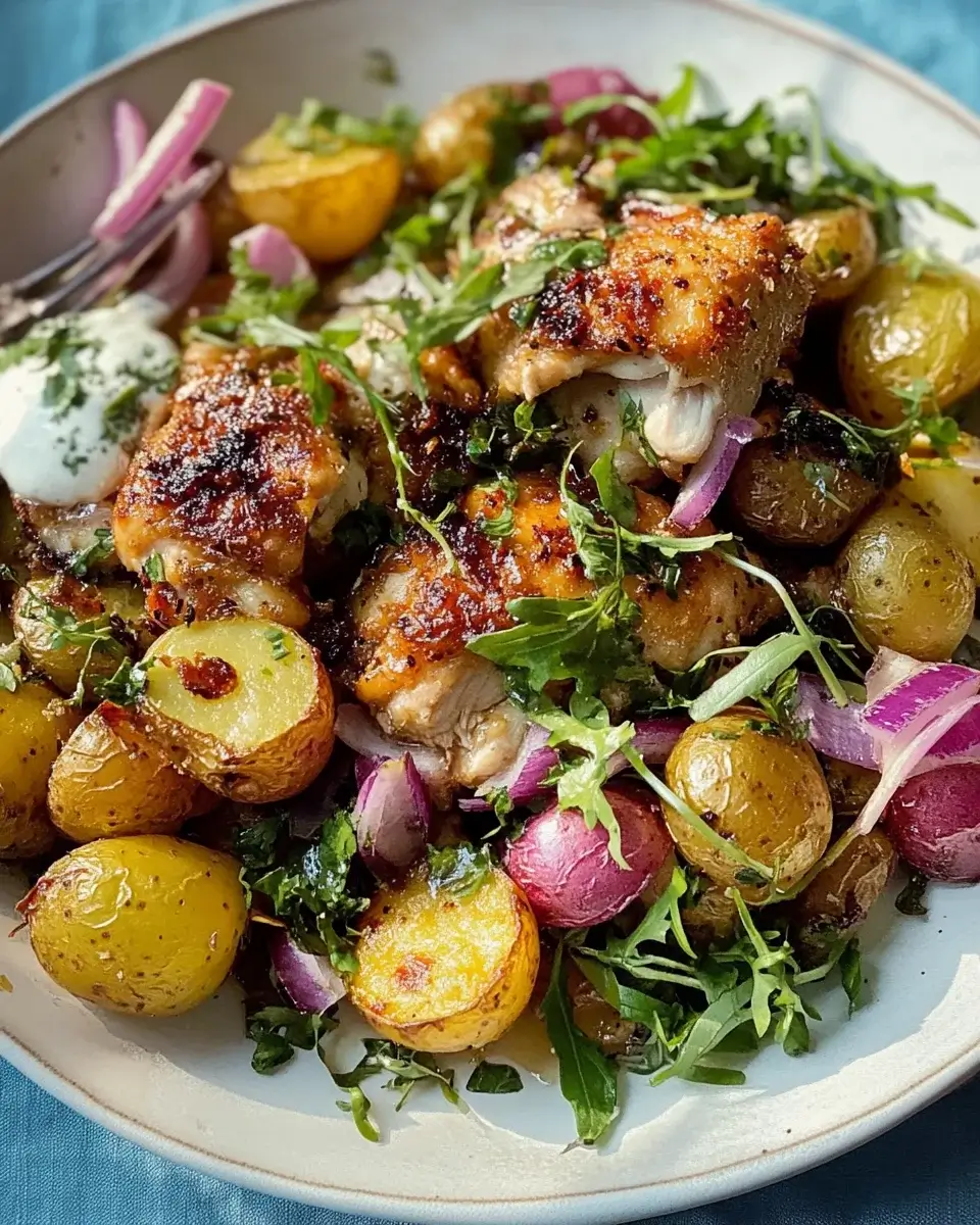 Garlicky Chicken with Golden Potatoes: A Flavorful Recipe!