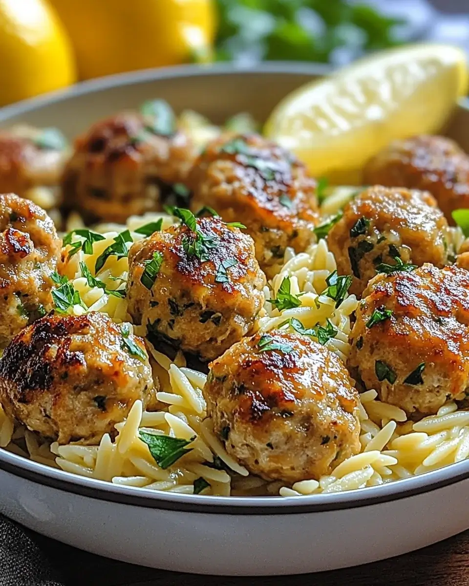 Greek Chicken Meatballs with Lemon Orzo: Simple & Delicious!