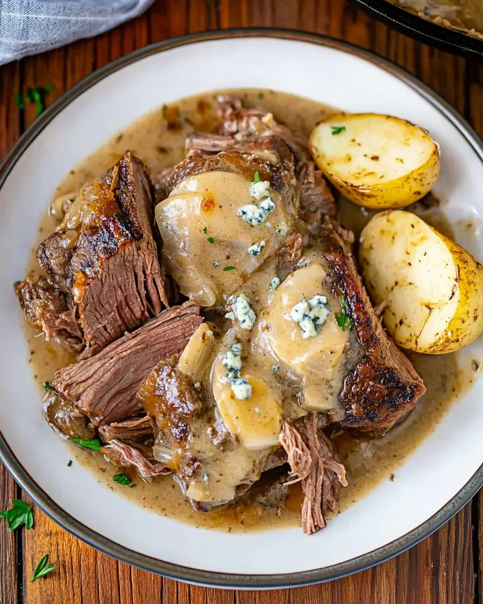Savory Steakhouse Pot Roast with Blue Cheese Gravy is Easy!