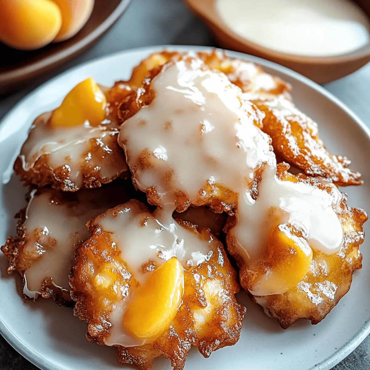 Crispy Easy Fresh Peach Fritters with Vanilla Glaze Delight