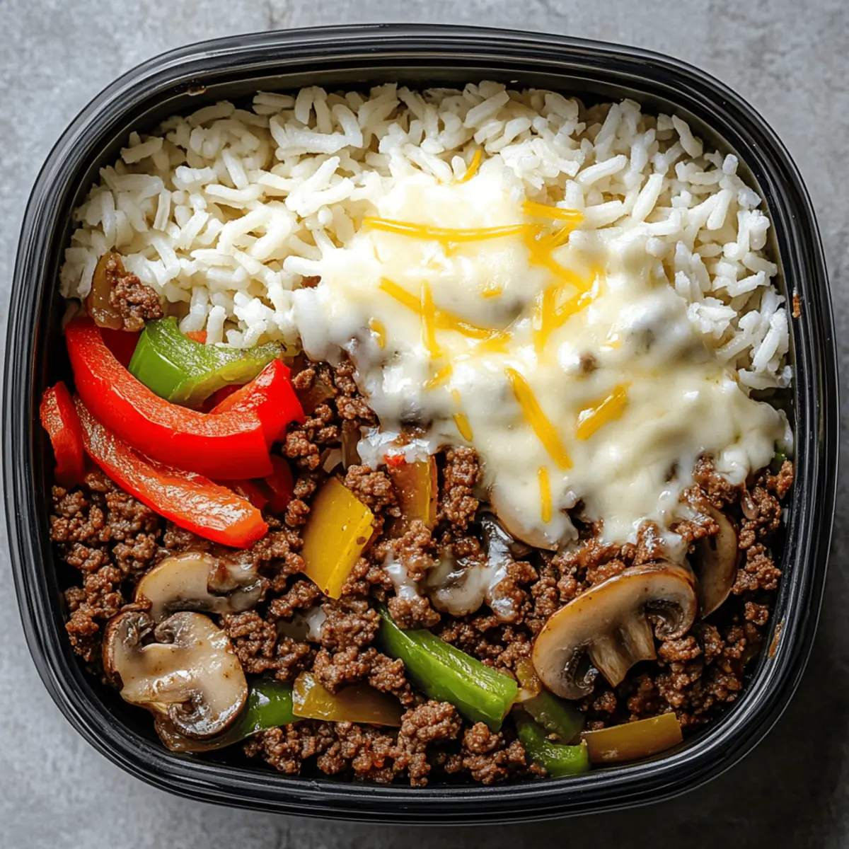Savory Ground Beef Philly Cheesesteak Meal Prep Bowls