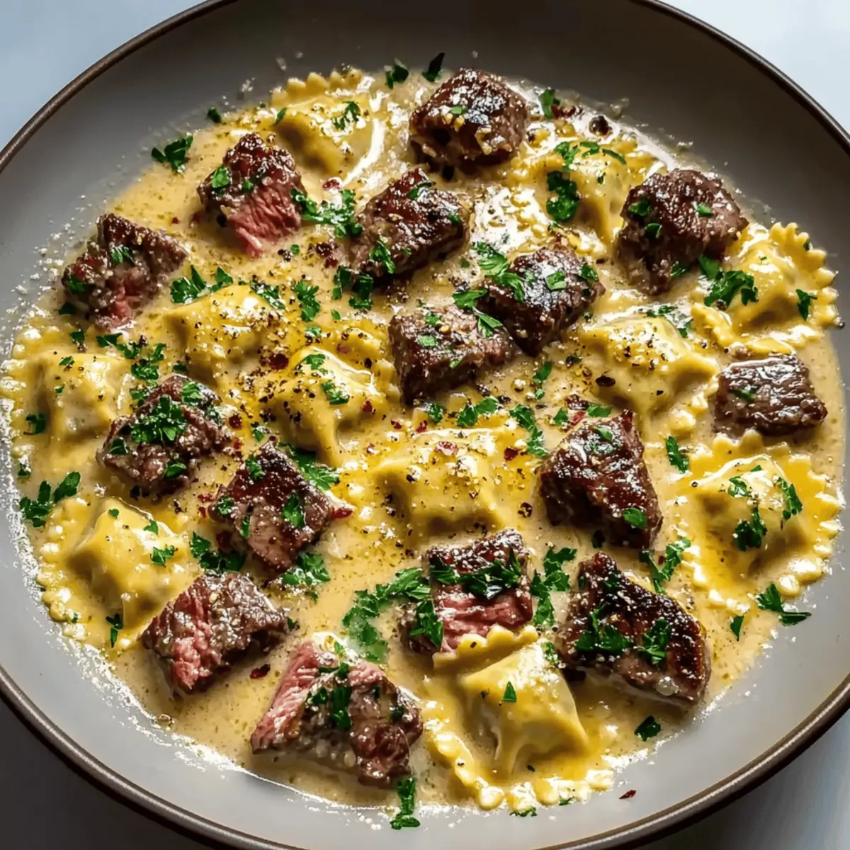 One-Skillet Garlic Butter Steak & Cheese Ravioli Recipe Magic