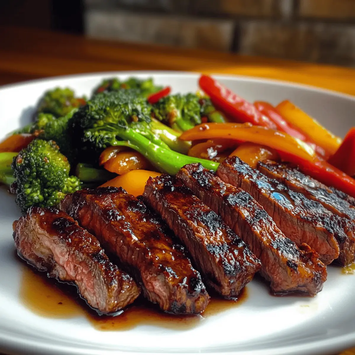 Savory Soy-Ginger Hanger Steak with Quick Veggie Stir-Fry