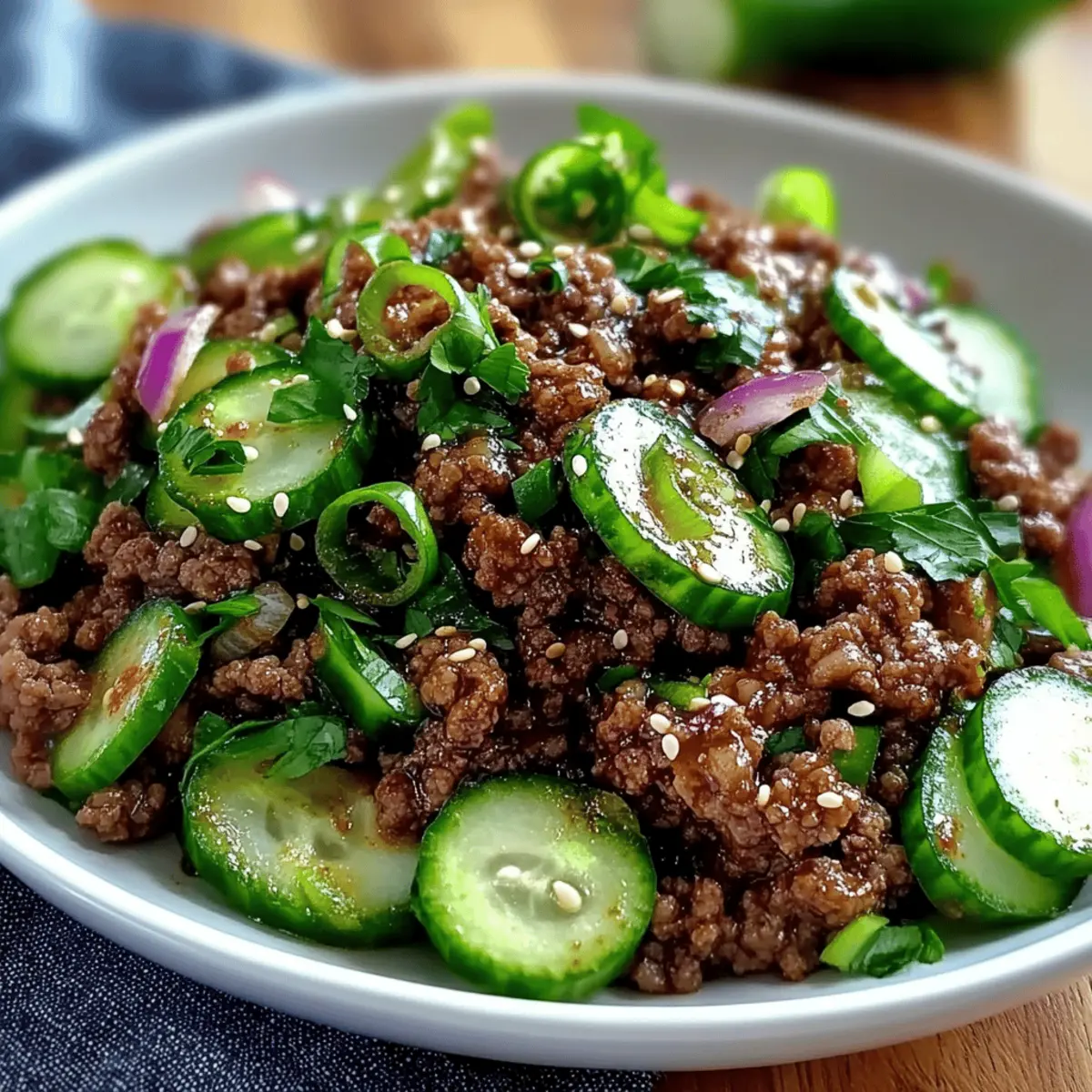 Spicy Korean Ground Beef with Cucumber Salad in 25 Minutes