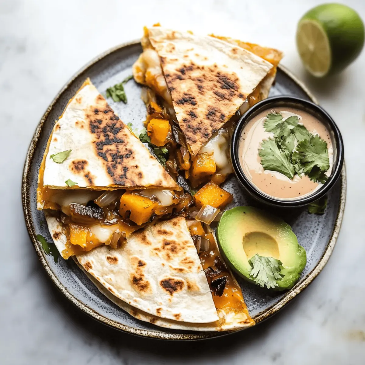 Butternut Squash Quesadilla with Caramelized Onion Bliss