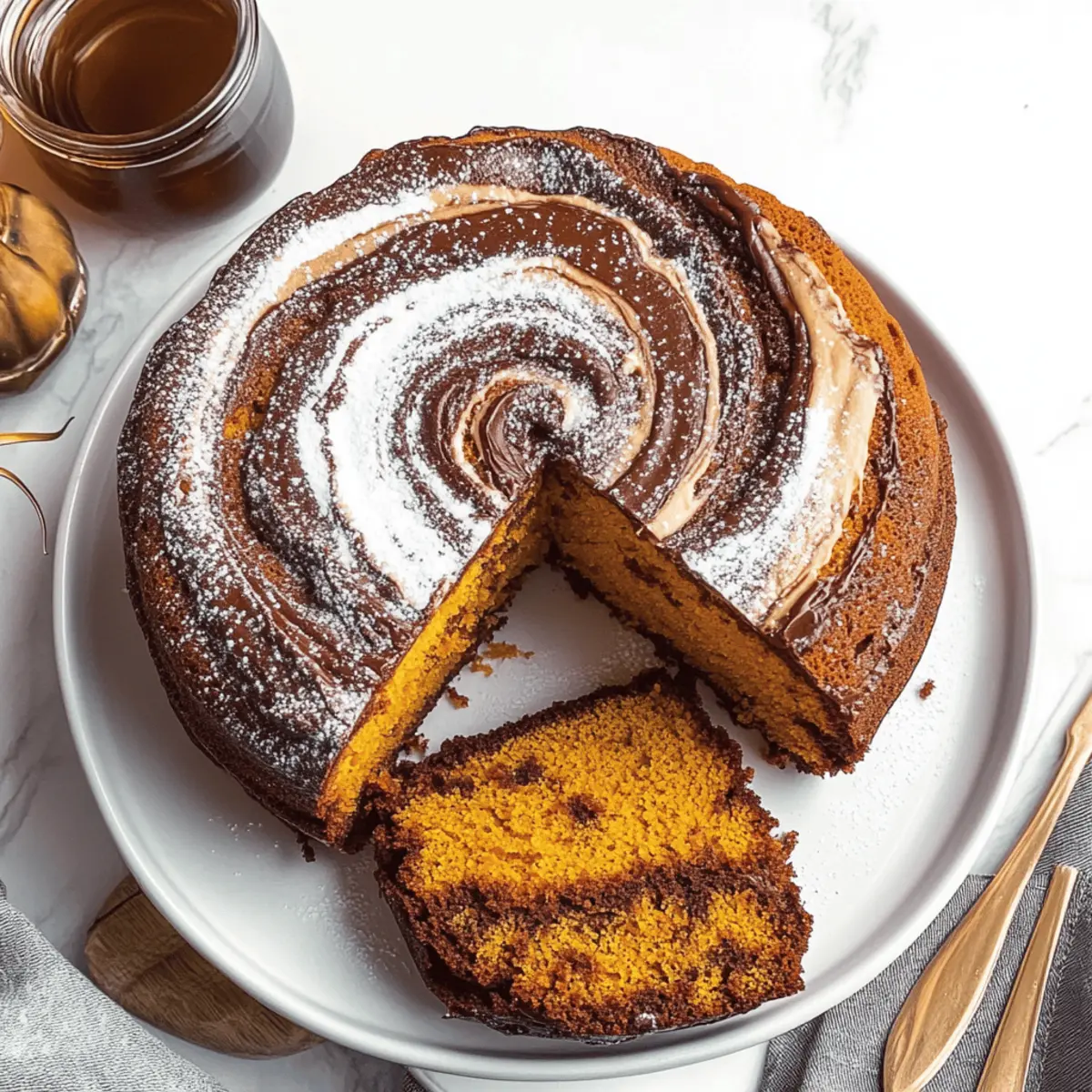 Irresistibly Moist Pumpkin Marble Cake with Chocolate Swirls