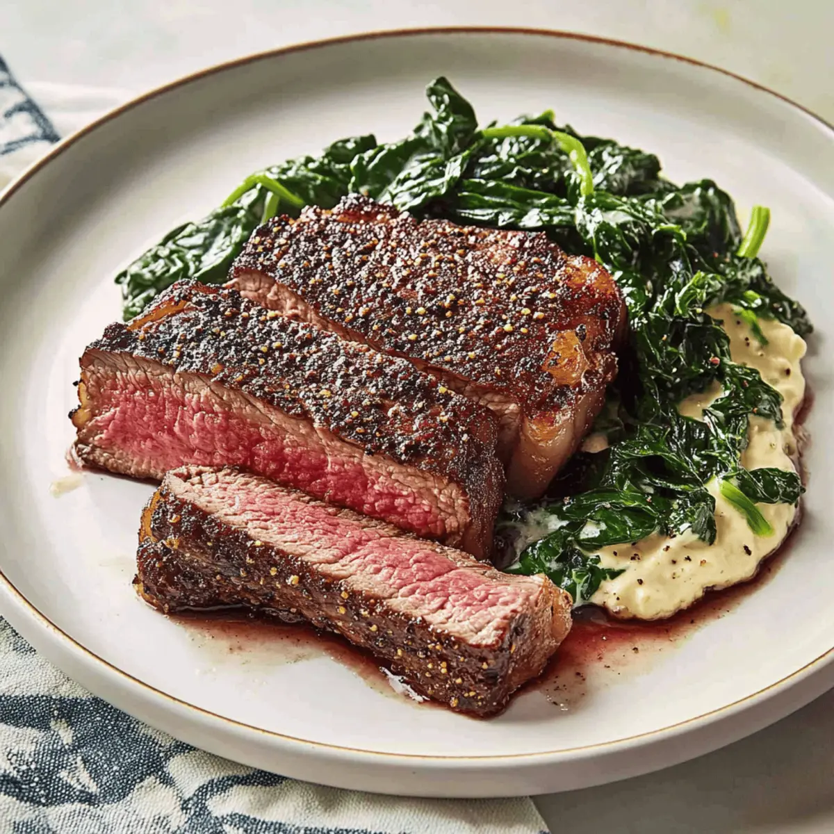 Peppercorn-Crusted Steak with Creamed Spinach Recipe to Savor