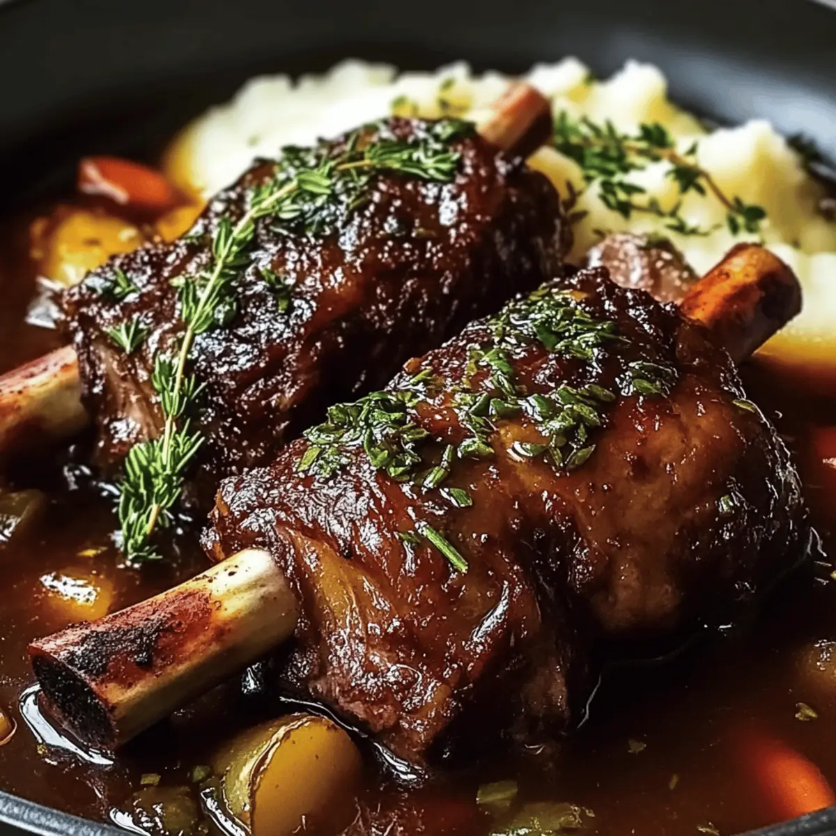 Slow-Cooked Lamb Shanks with Herb-Infused Gravy Bliss