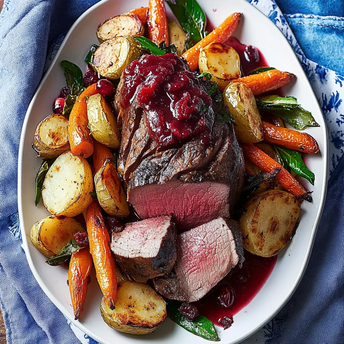 Savory Family Beef Roast with Festive Veggies and Gravy