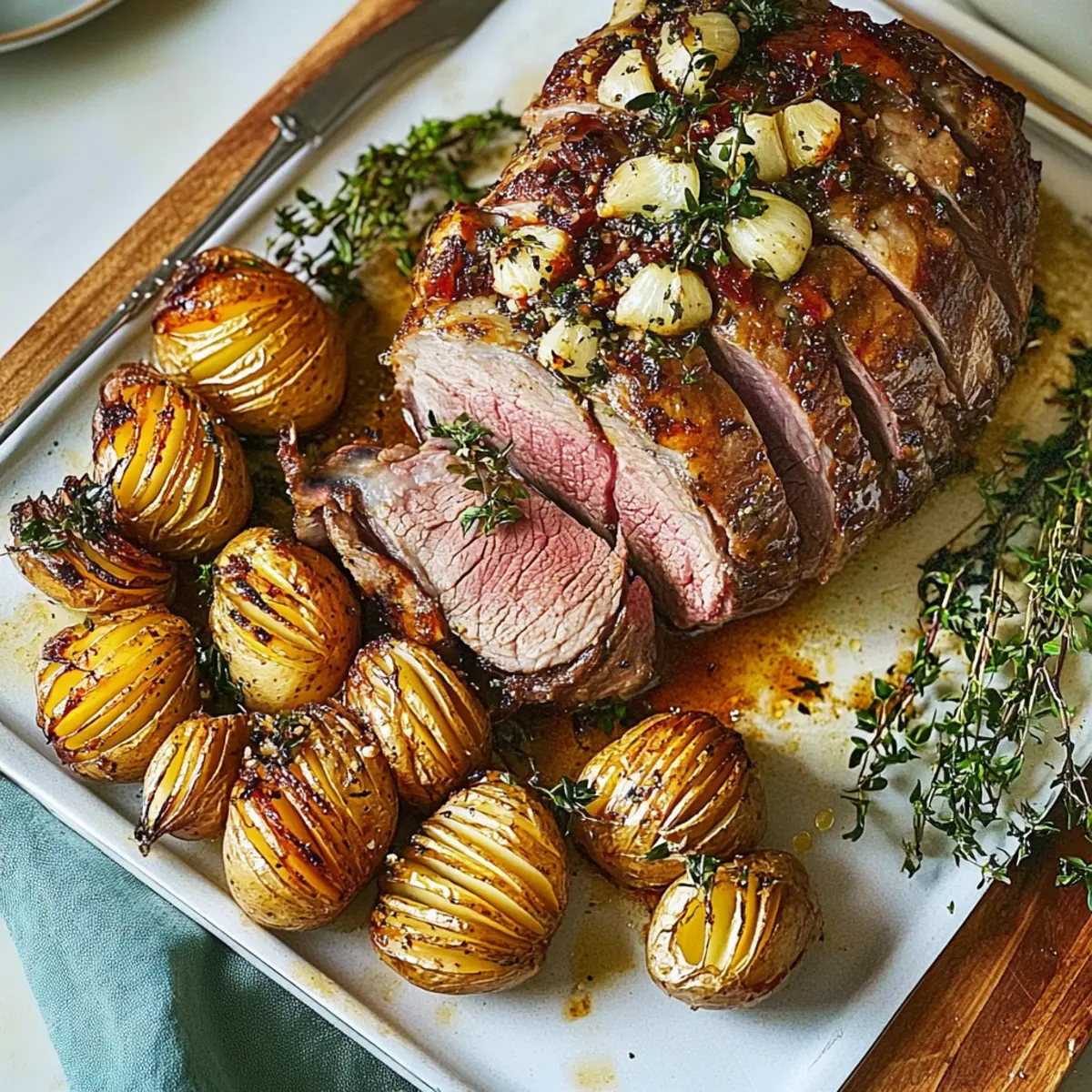 Savory Roast Lamb with Hasselback Potatoes for Family Feasts