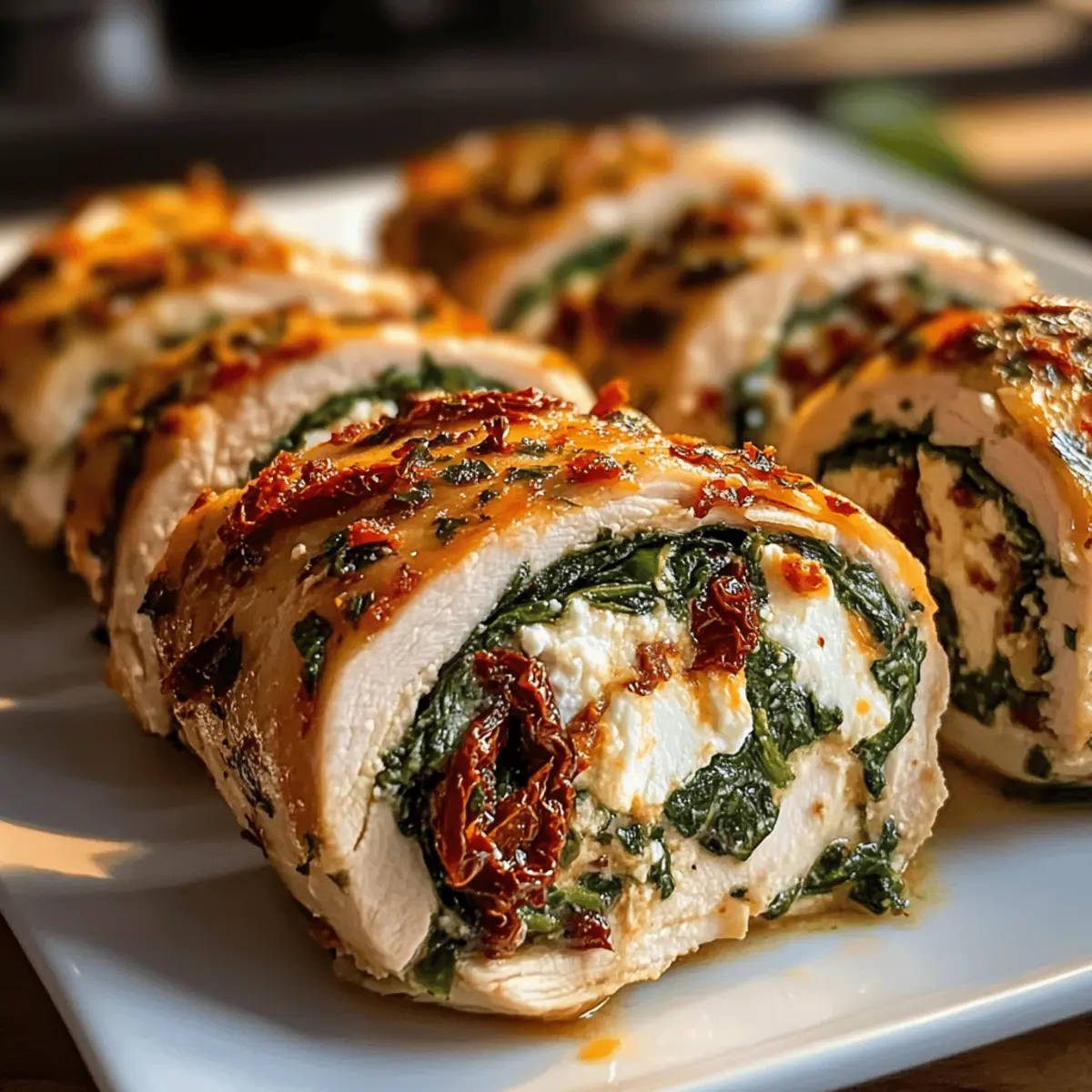 Rolled Up Chicken with Feta, Spinach, and Sun-Dried Tomatoes Delight