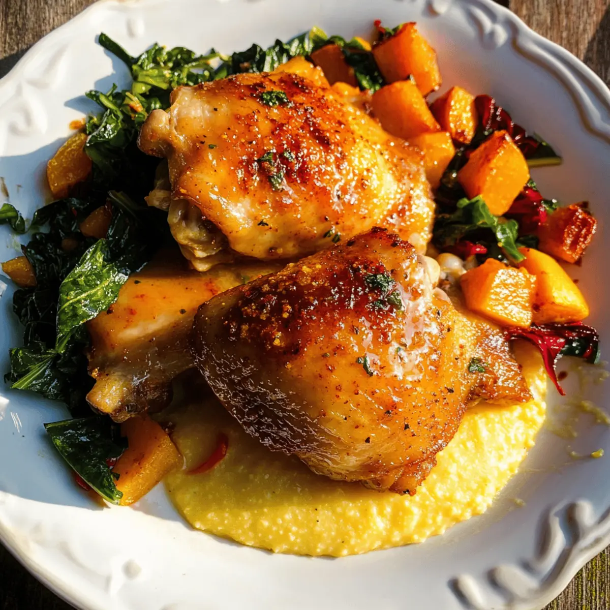 Spicy Maple Glazed Chicken with Cheddar Polenta Delight