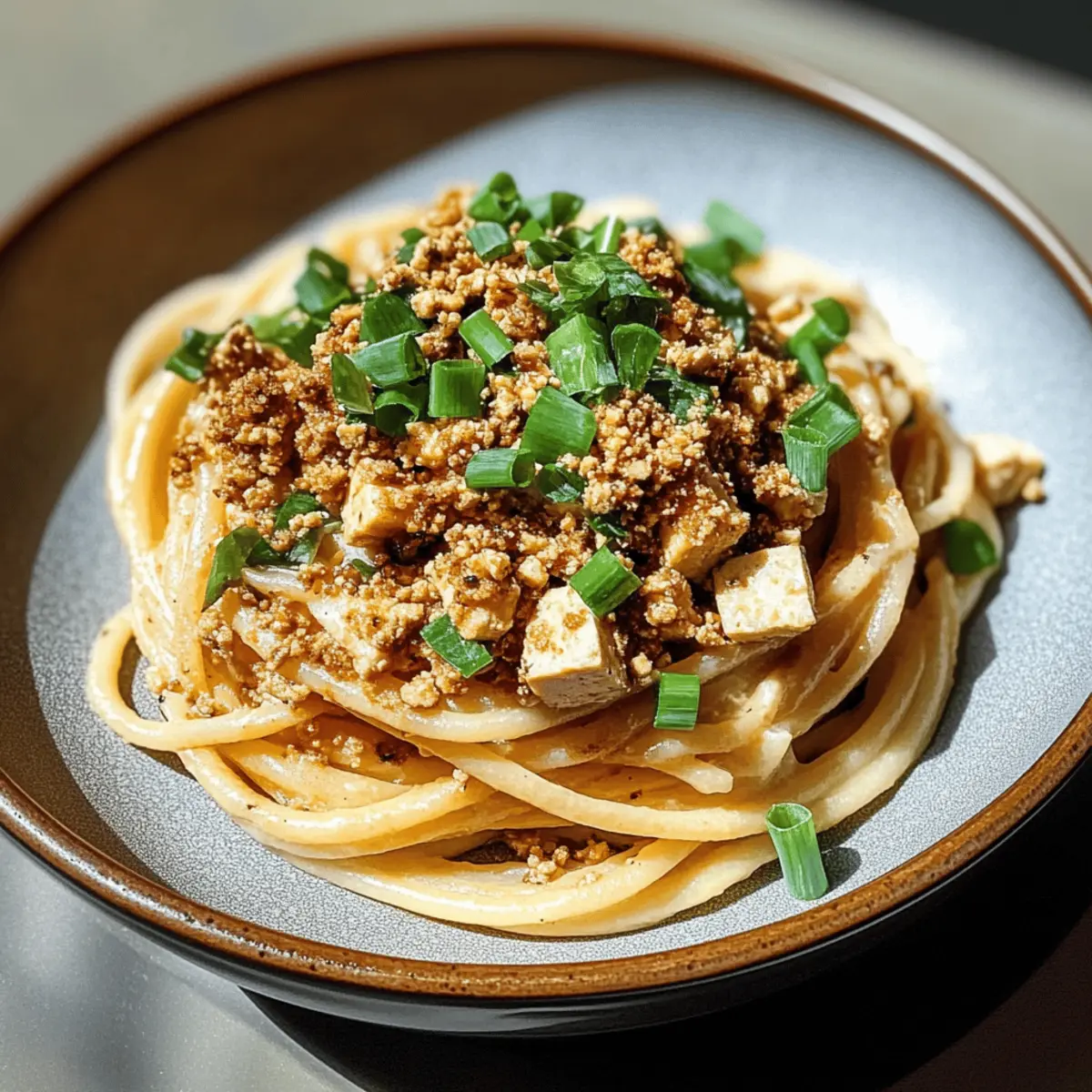Spicy Miso Pasta with 5-Spice Tofu Crumble: Vegan Comfort Food