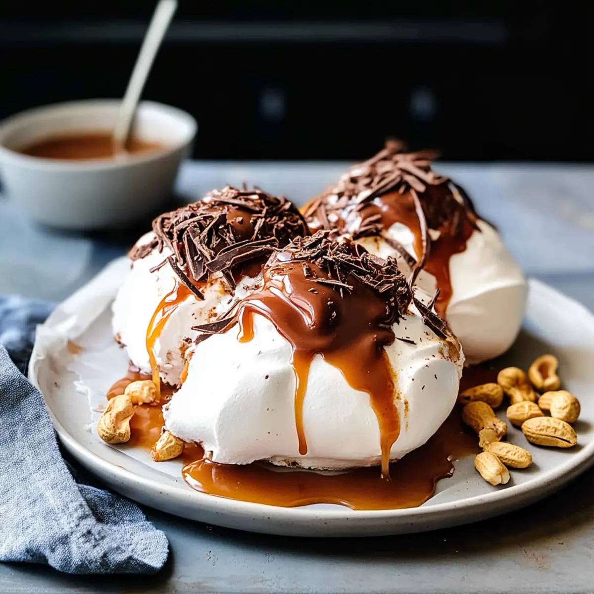 Easy Chocolate Pavlova with Salted Caramel Sauce to Impress