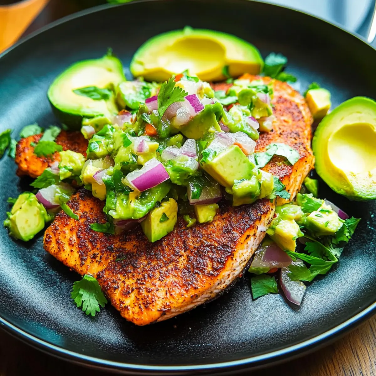 Deliciously Spicy Blackened Salmon with Avocado Salsa