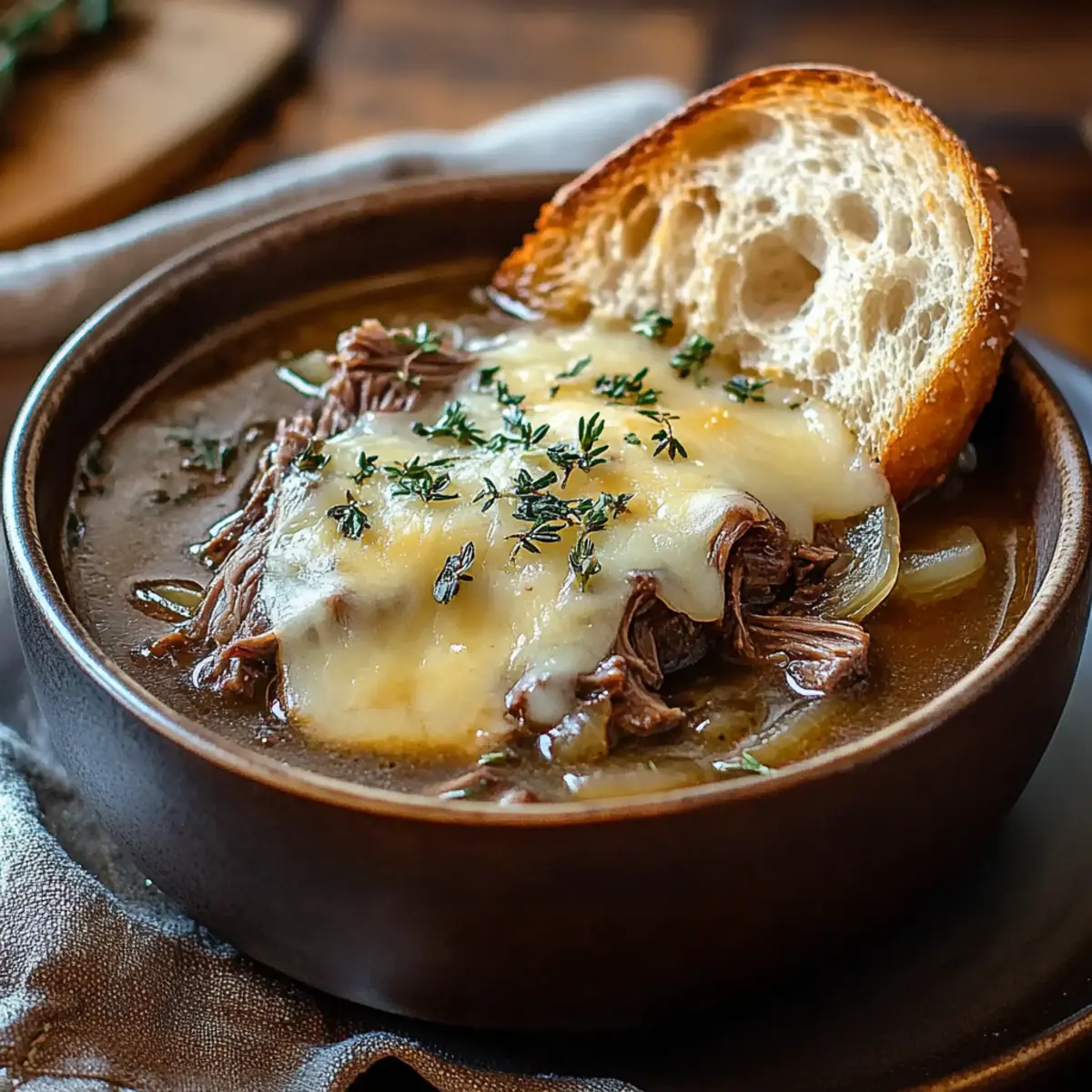 Comforting French Onion Short Rib Soup with Gruyère Toast