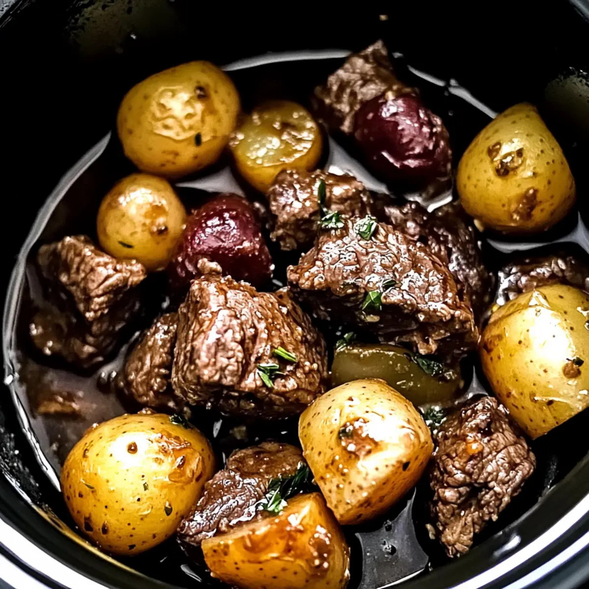 Crockpot Garlic Butter Beef Bites with Potatoes for Cozy Nights