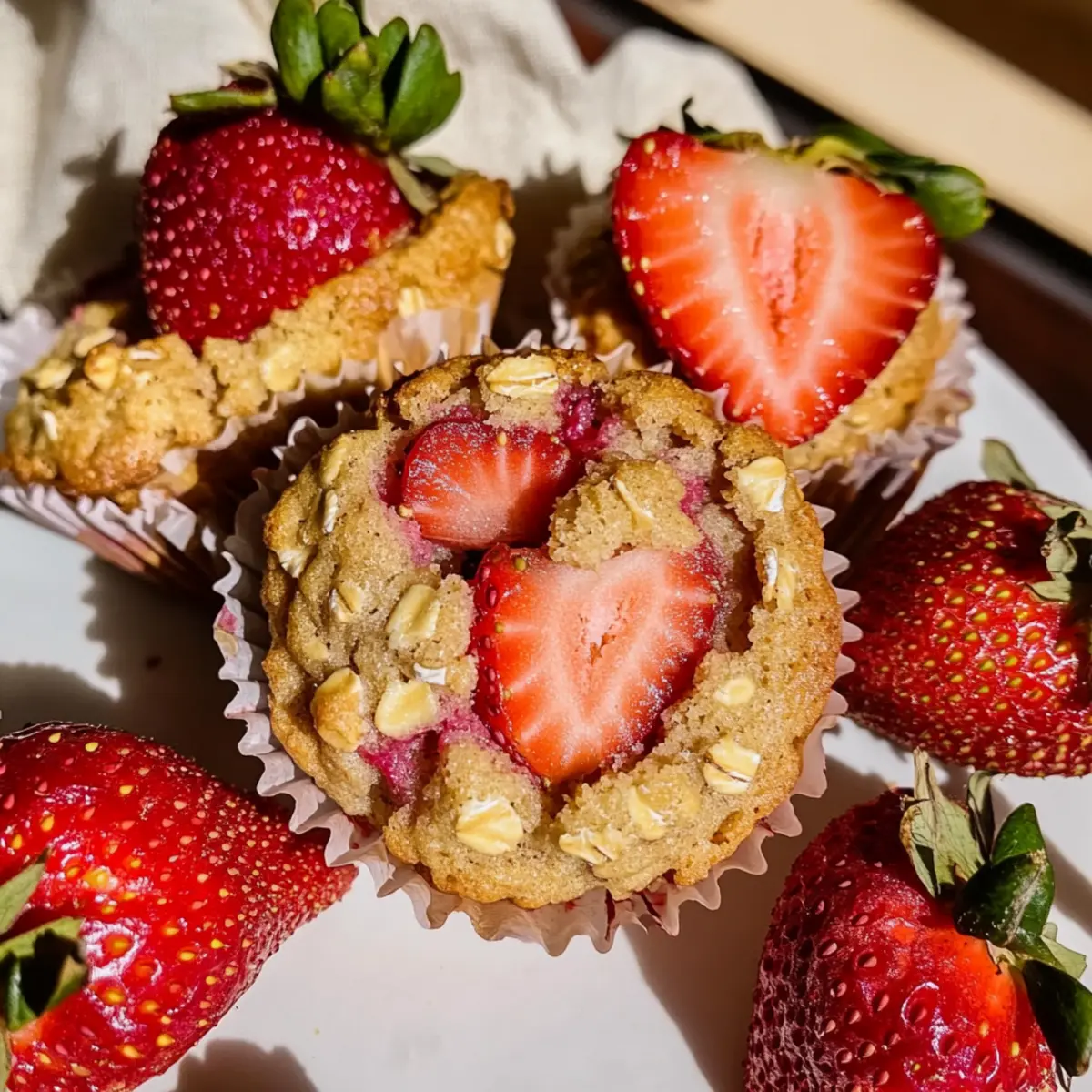 Delicious Oatmeal Strawberry Muffins With Sourdough Discard