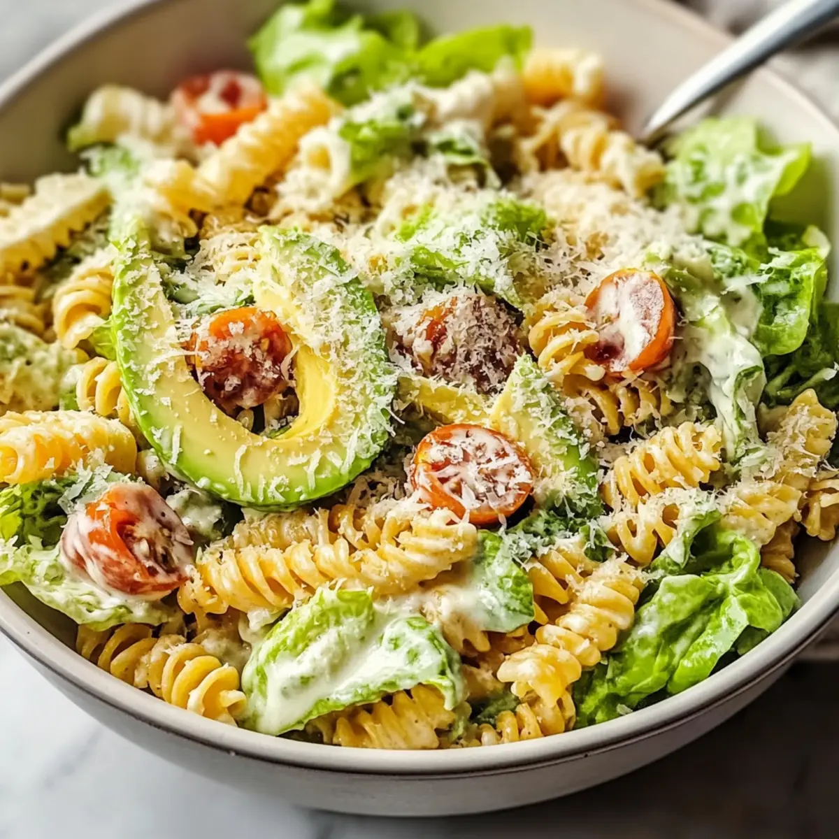 Creamy Caesar Pasta Salad with Avocado for a Refreshing Twist