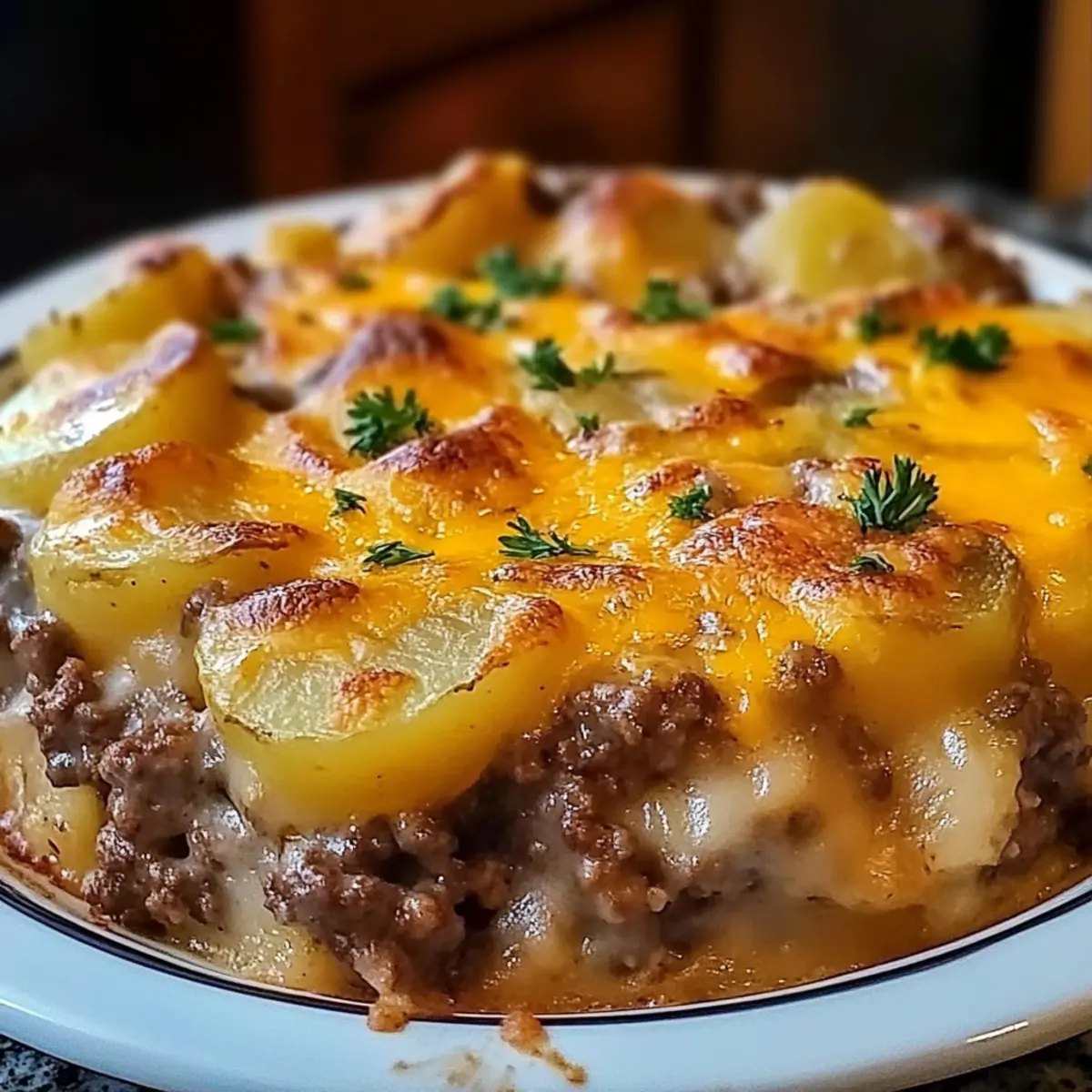 Comforting Casserole with Ground Beef and Potatoes Delight