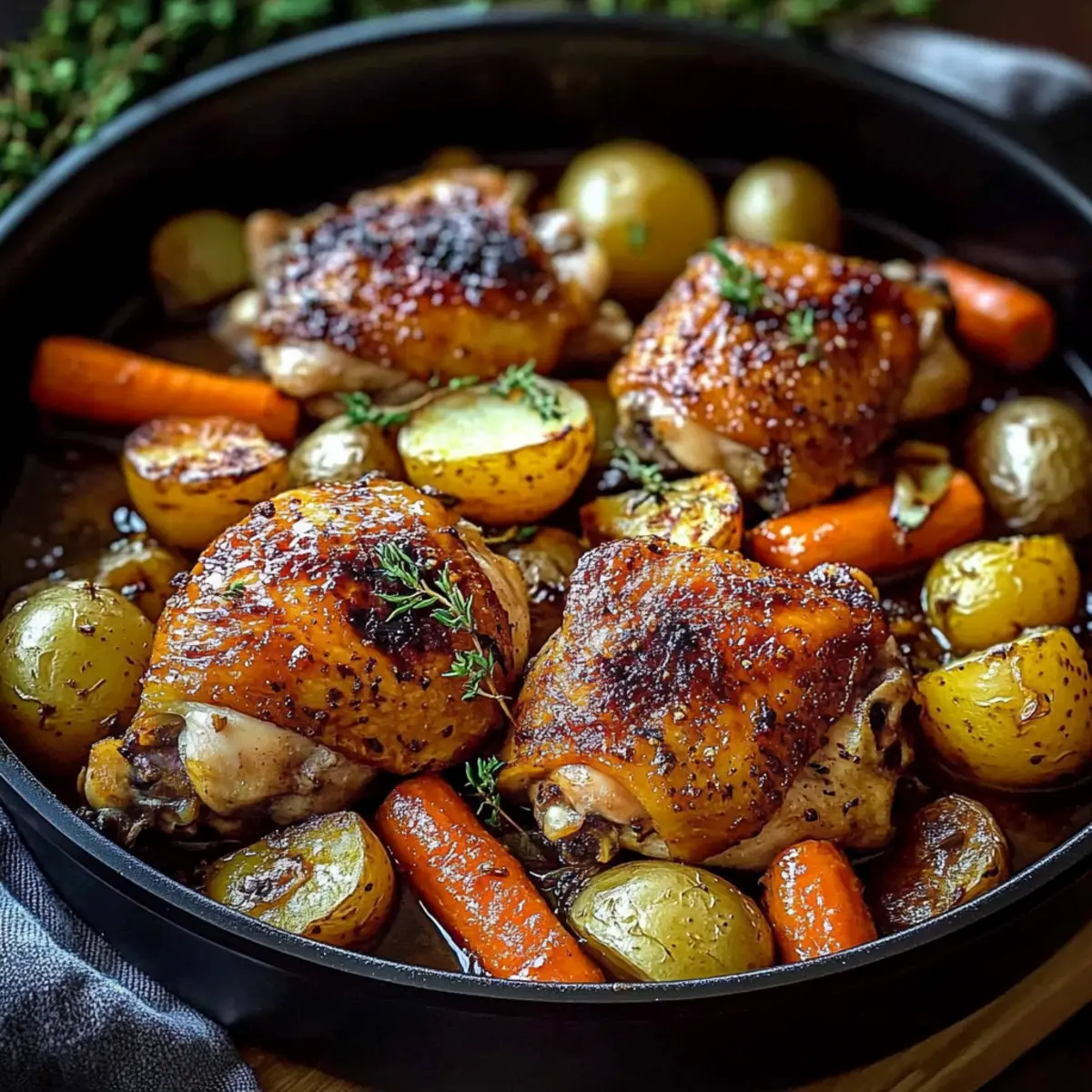 One-Pan Roasted Chicken Thighs with Carrots and Potatoes Delight