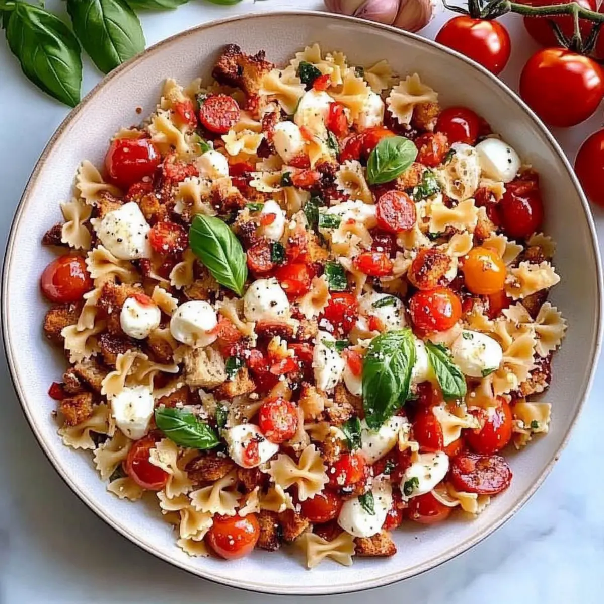 Fresh Cherry Tomato Bruschetta Pasta Salad for Summer Bliss