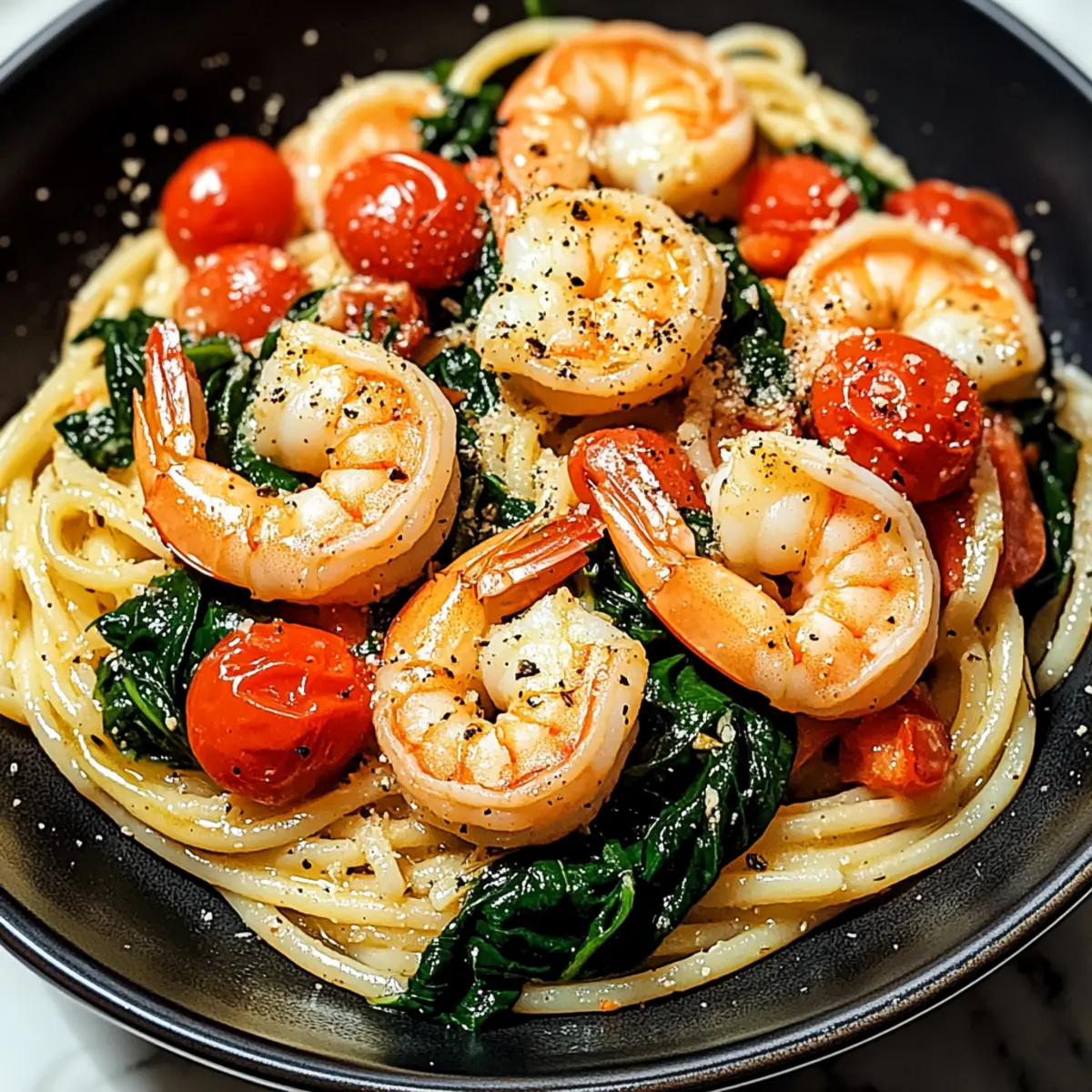 Tomato Spinach Shrimp Pasta That’ll Brighten Your Dinner Table