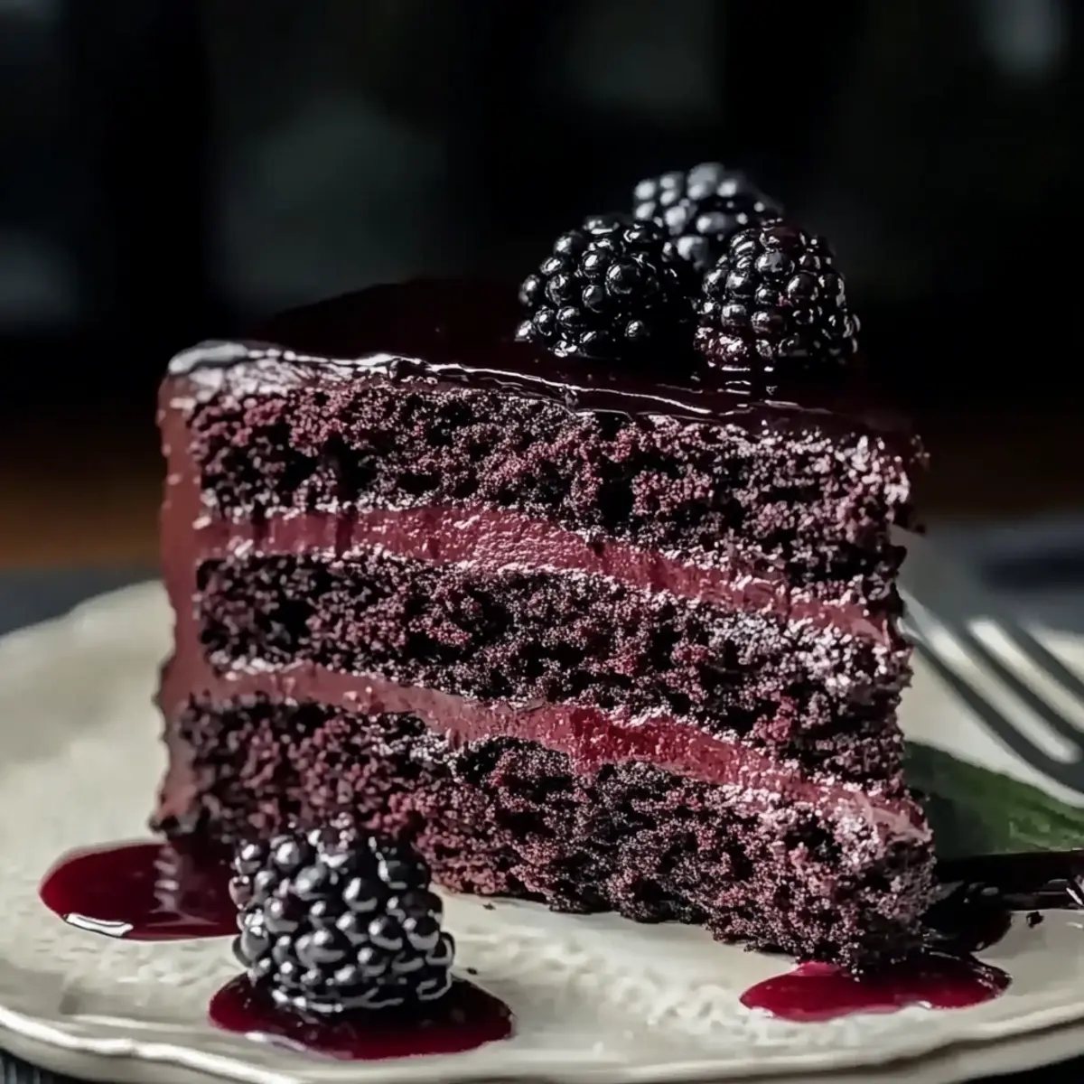 Indulge in Black Velvet Cake with Blackberry Compote Bliss