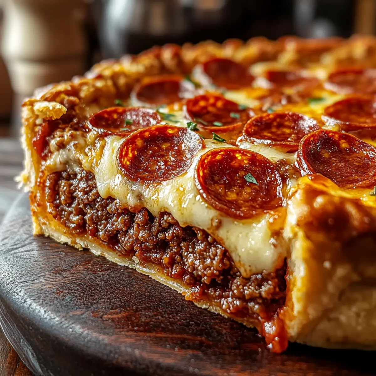 Deep Hamburger Beef Sausage & Pepperoni Pie: Ultimate Comfort Food