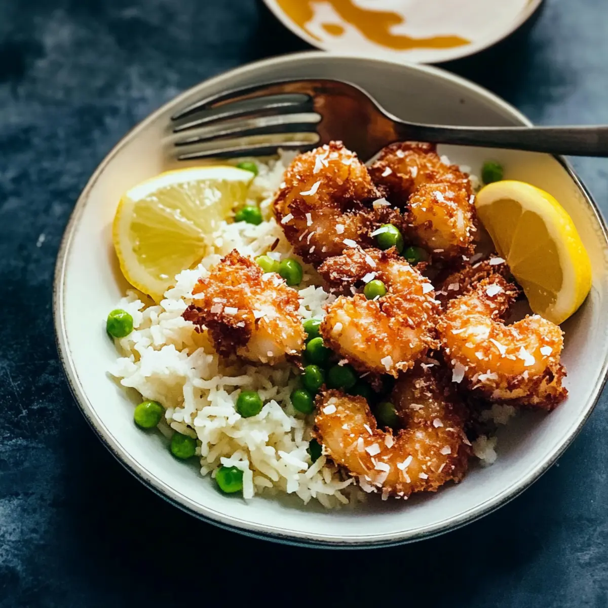 Baked Coconut Shrimp with Springy Rice and Sweet Honey Butter Sauce