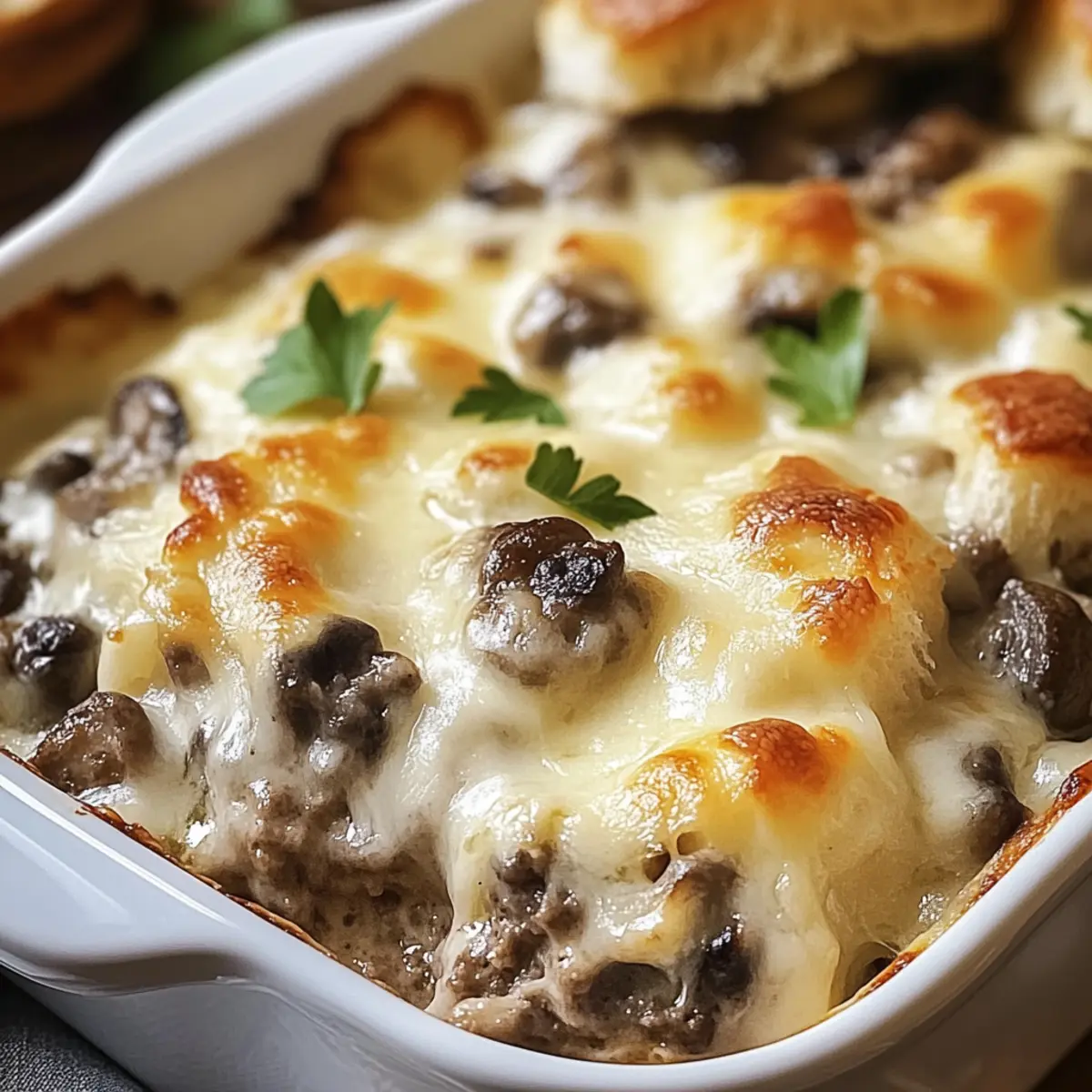 Mushroom and Swiss Burger Casserole: Comfort in Every Bite