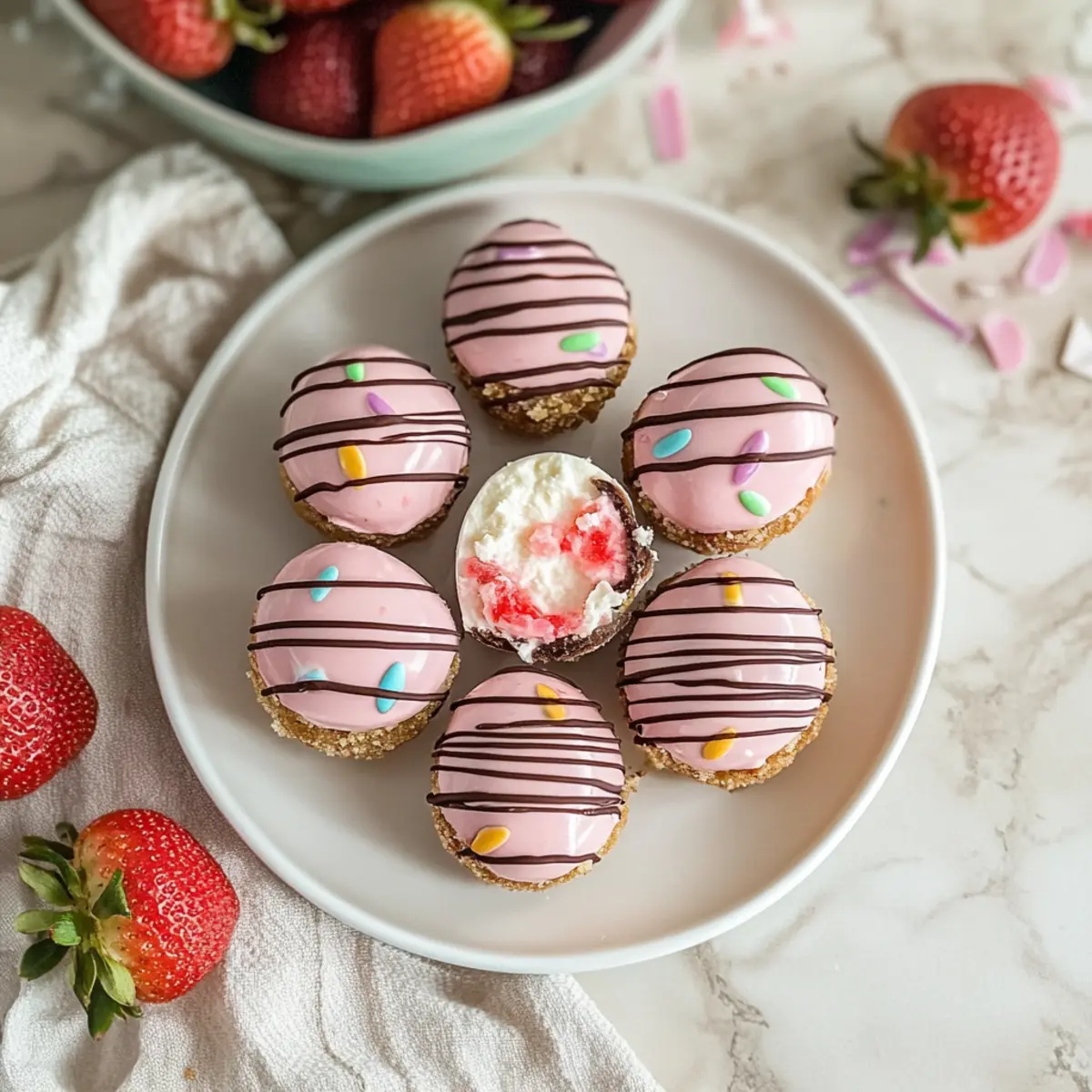 Charming Strawberry Cheesecake Easter Egg Bites for Spring Fun