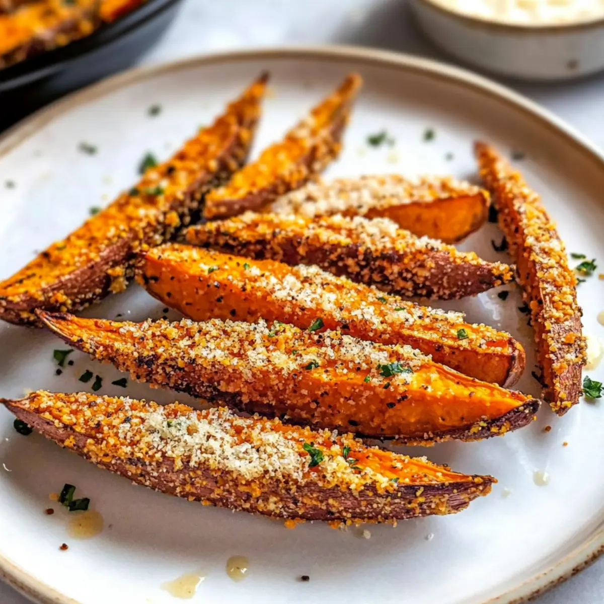 Crispy Baked Garlic Parmesan Sweet Potato Wedges You'll Love