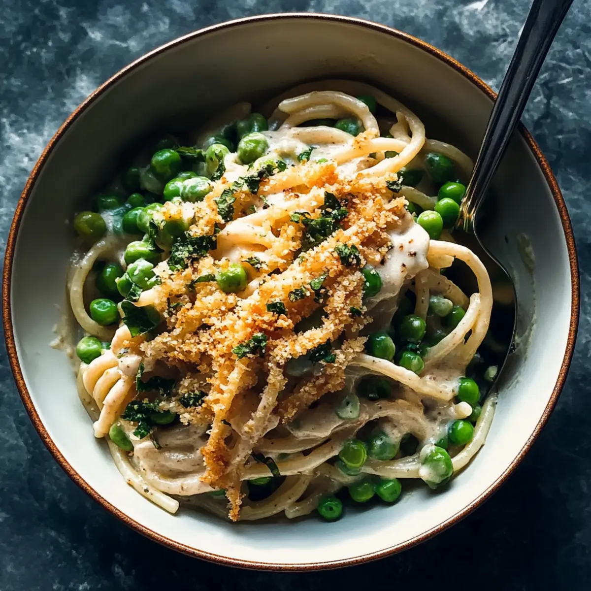 Garlic Cream Bucatini with Peas and Asparagus for Spring Joy