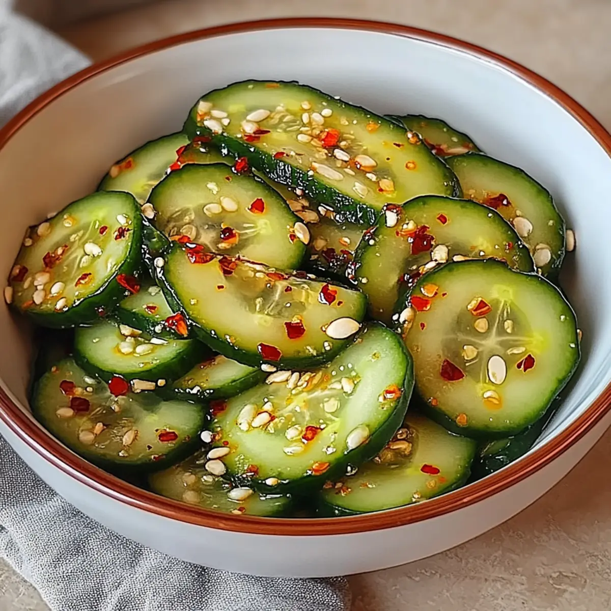 Zesty Pickled Cucumber Salad with Chili Flakes for Summer Refreshment