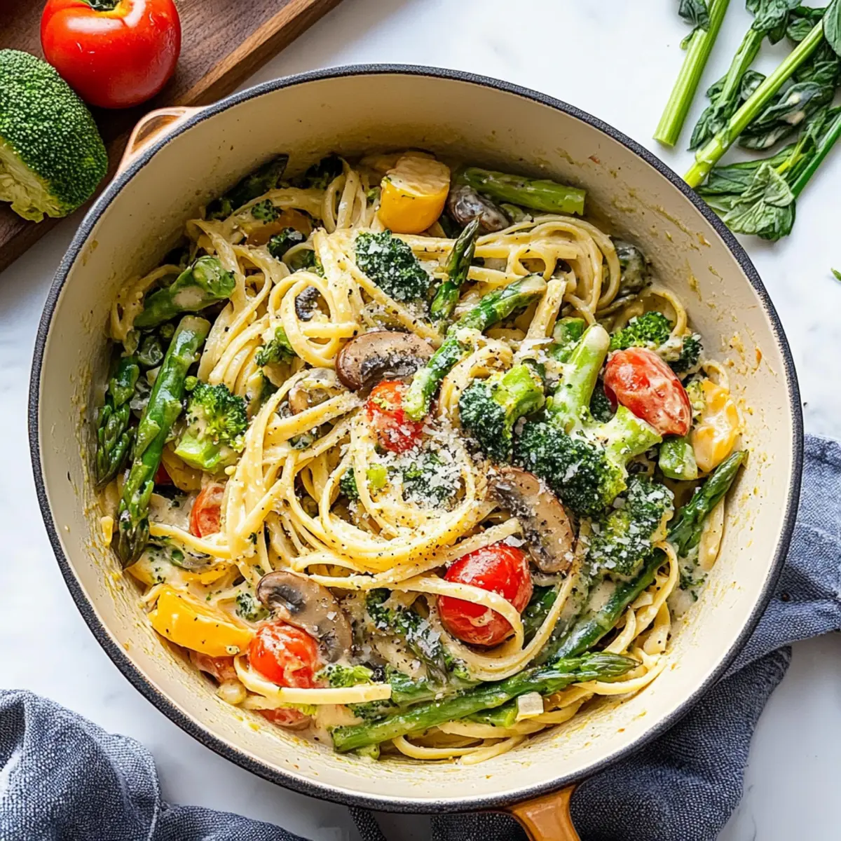 Creamy Spring Pasta Primavera Bursting with Fresh Veggies