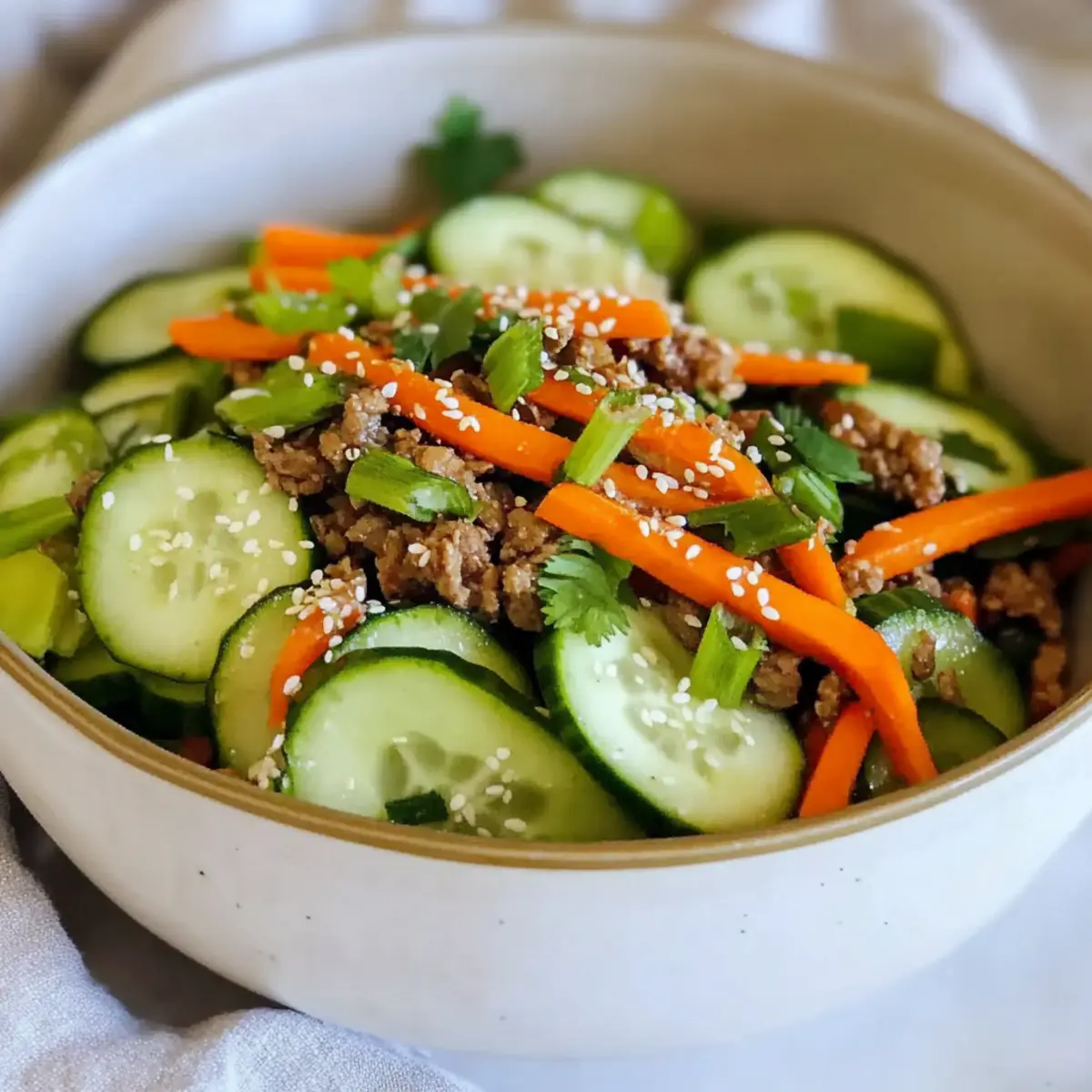 Crispy Carrot and Cucumber Salad with Asian Zing