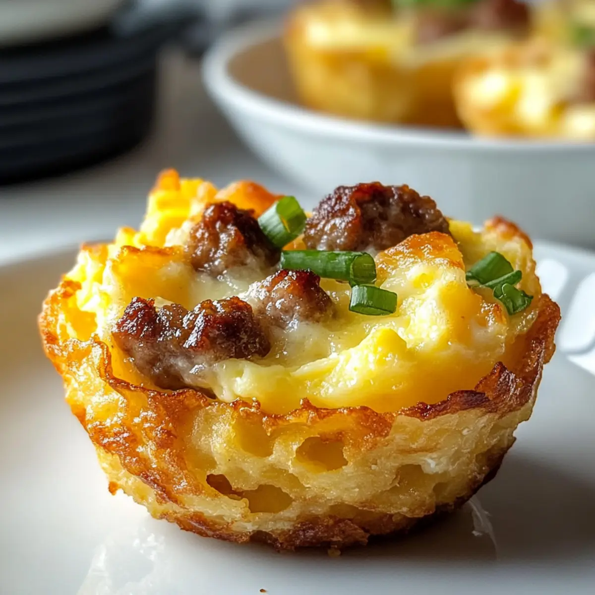 Hashbrown Breakfast Cups With Eggs And Savory Sausage Delight