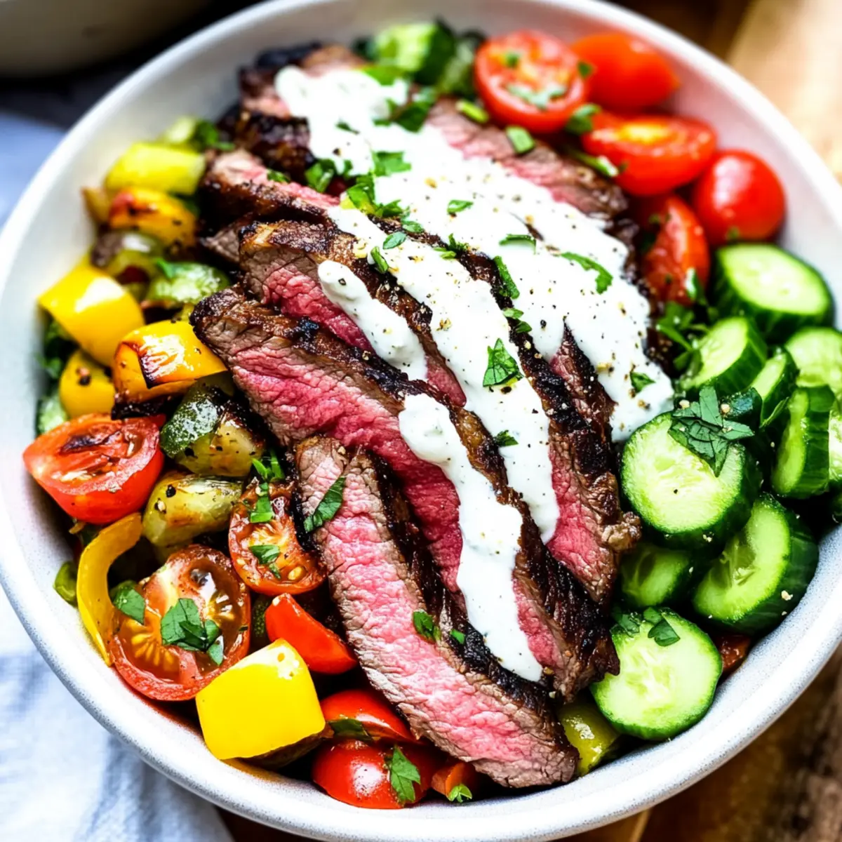 Mediterranean Steak Bowls Bursting with Fresh Flavors