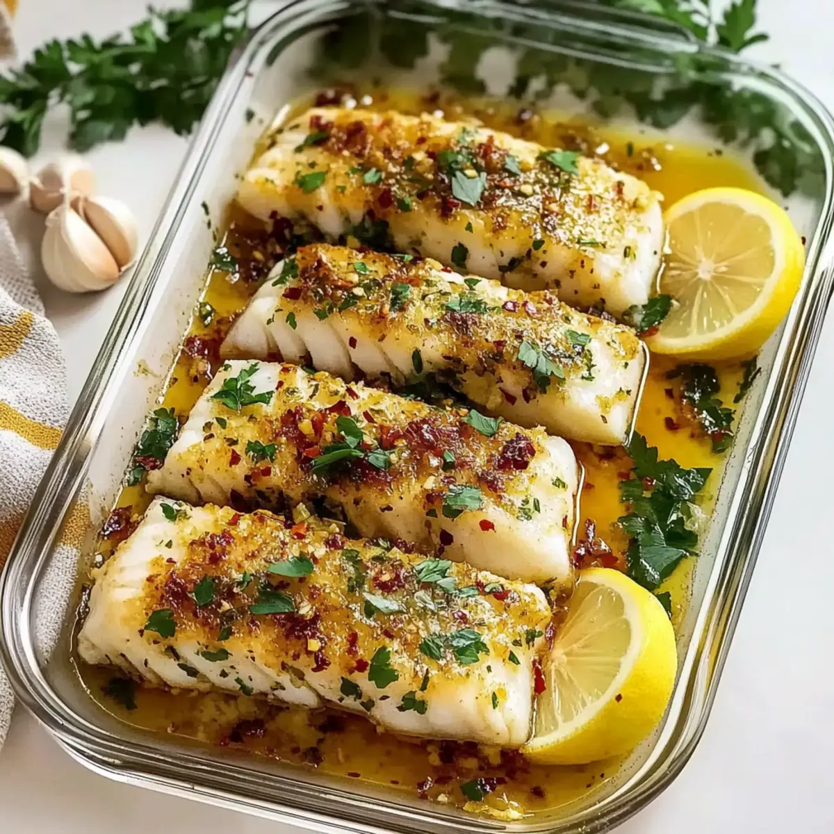 Deliciously Easy Gluten-Free Mediterranean Baked Cod with Lemon and Garlic