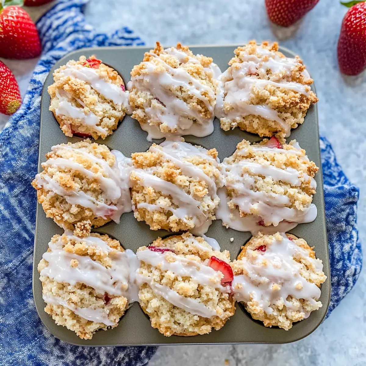 Delicious Strawberry Rhubarb Muffins with Crunchy Topping
