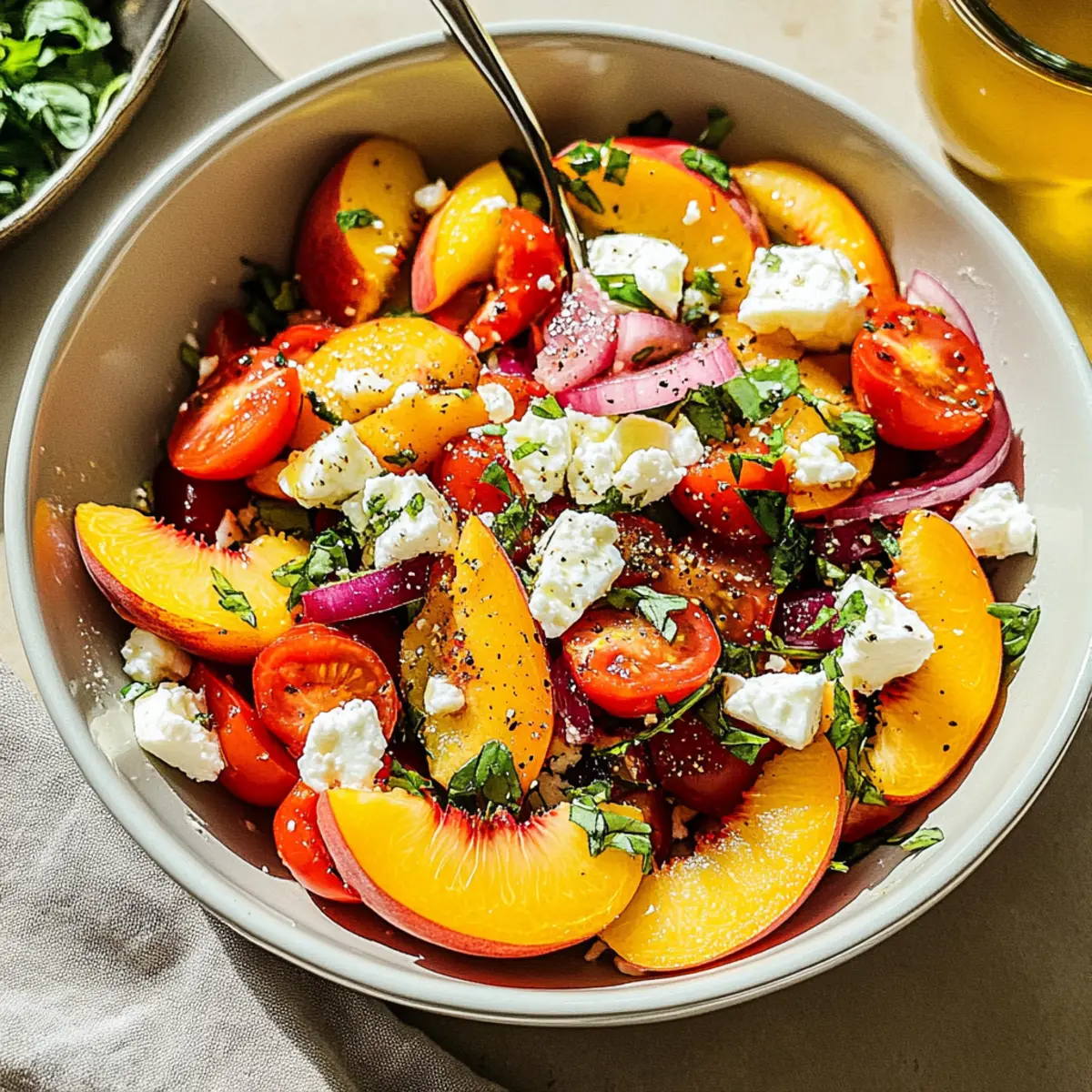 Bright and Refreshing Simple Peach Feta Salad for Summer Fun