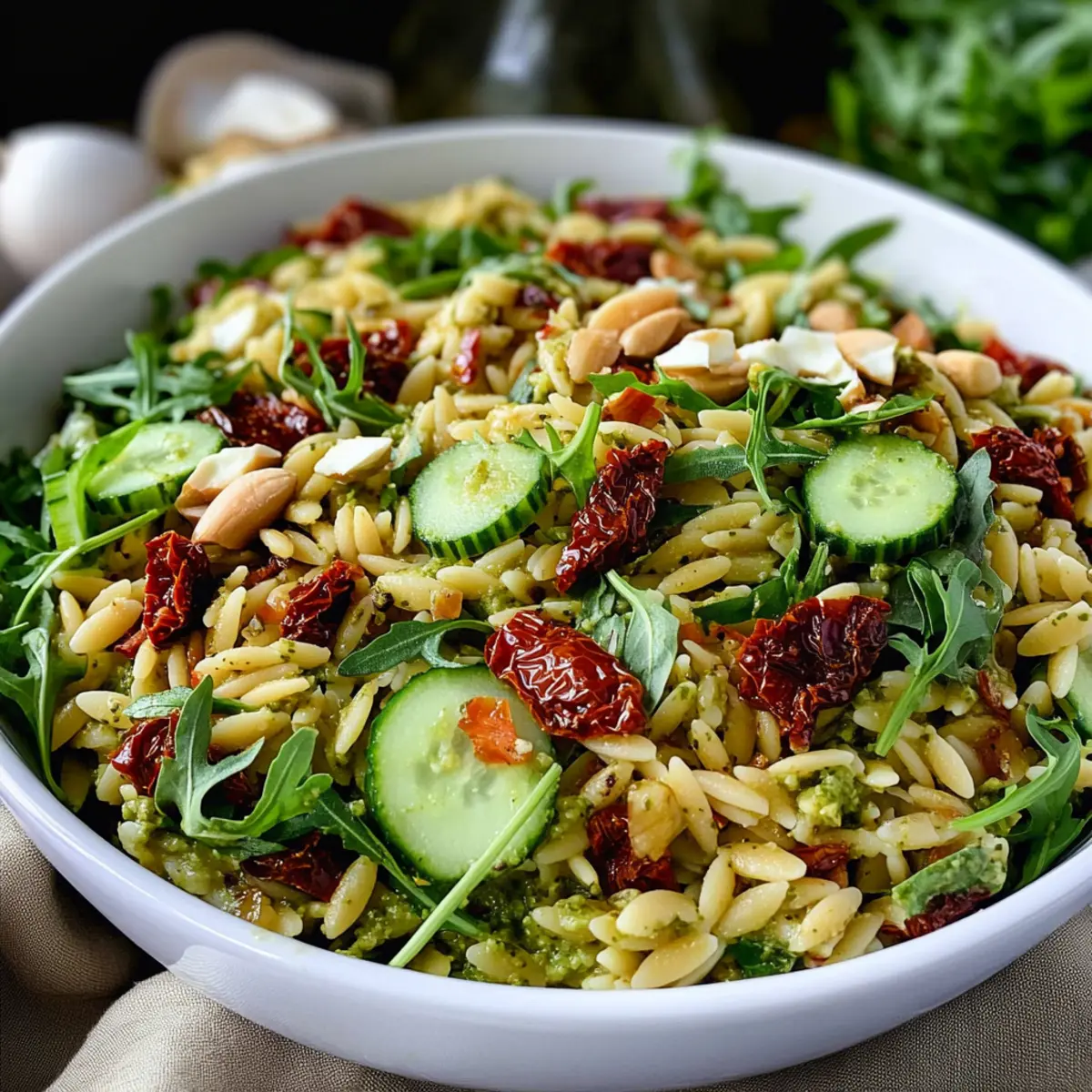 Sundried Tomato Orzo Pesto Salad: Quick & Flavorful Delight