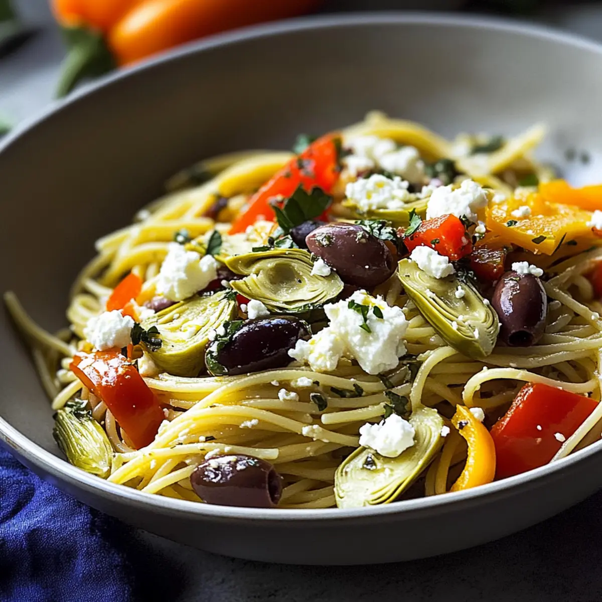 Flavor-Packed Vegetarian Mediterranean Pasta with Feta and Artichokes