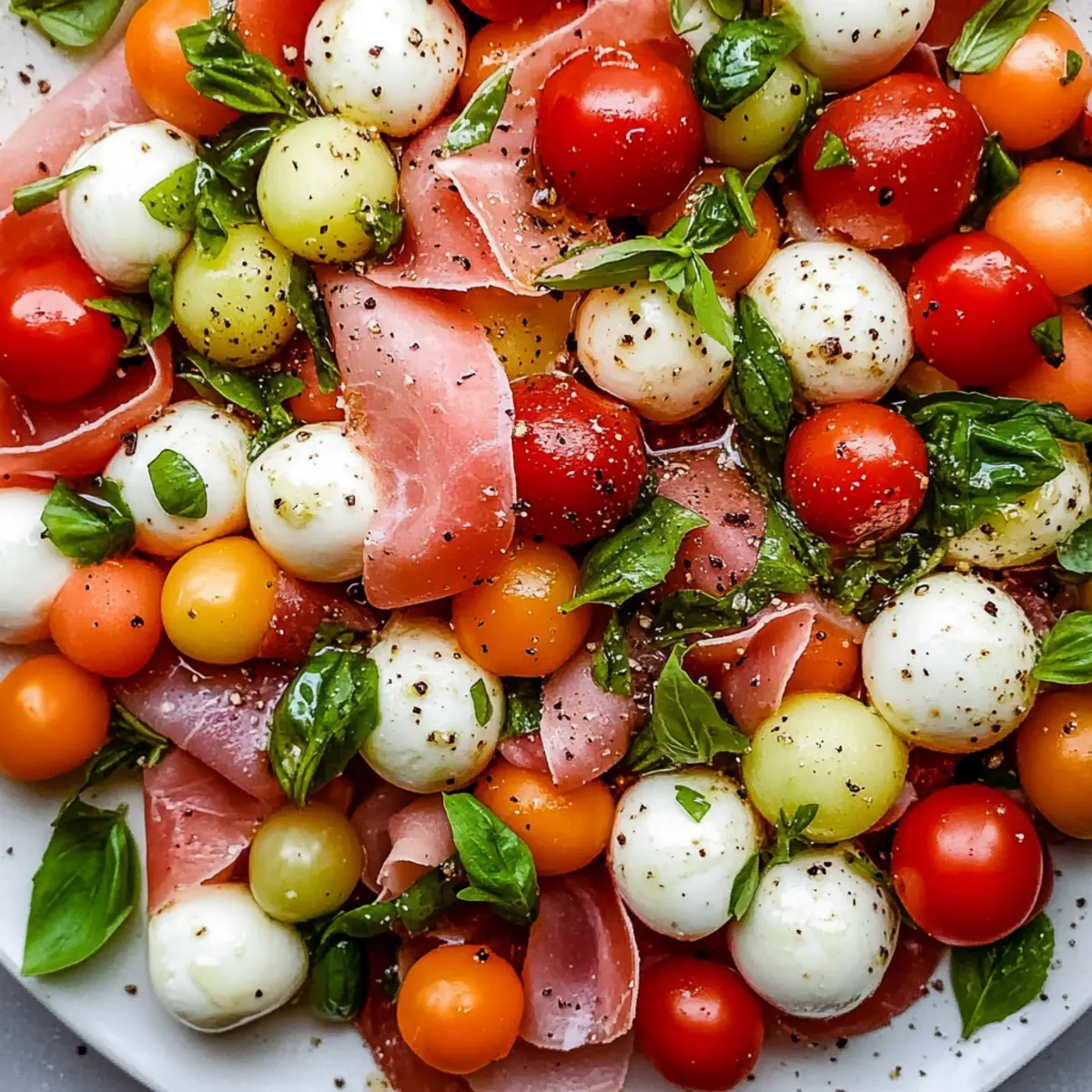 Caprese Melon Salad with Prosciutto and Mozzarella Bliss