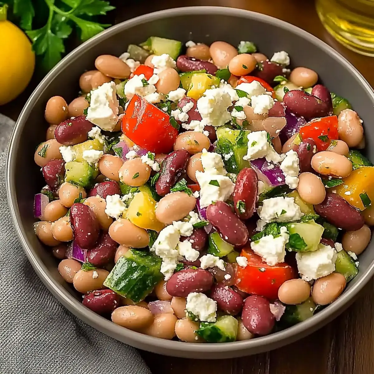 Zesty Bean Salad with Feta: A Flavorful Meal Prep Delight
